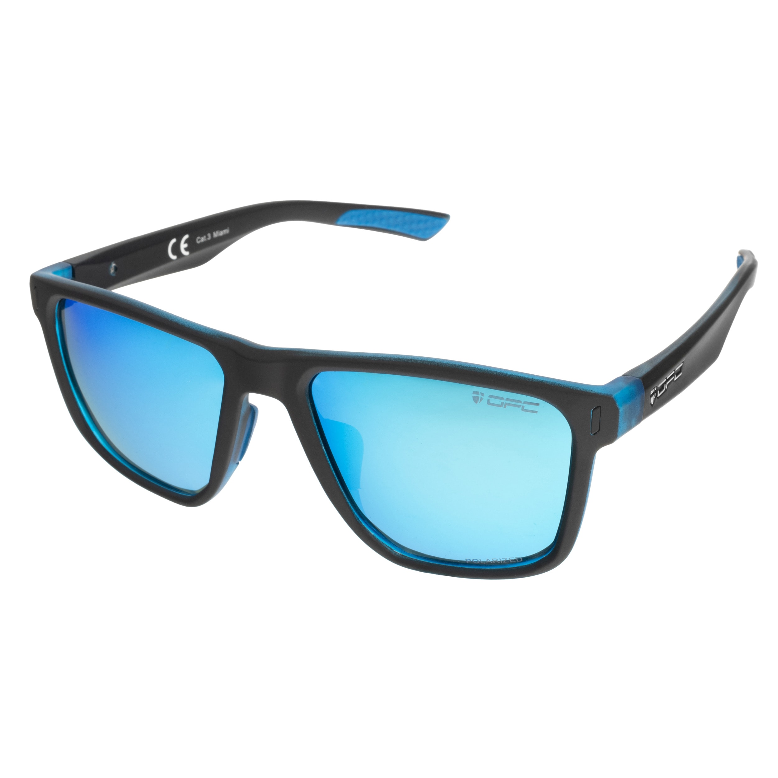 OPC Lifestyle Miami Matt Black/Blue Revo Aurinkolasit polarisaatiolla