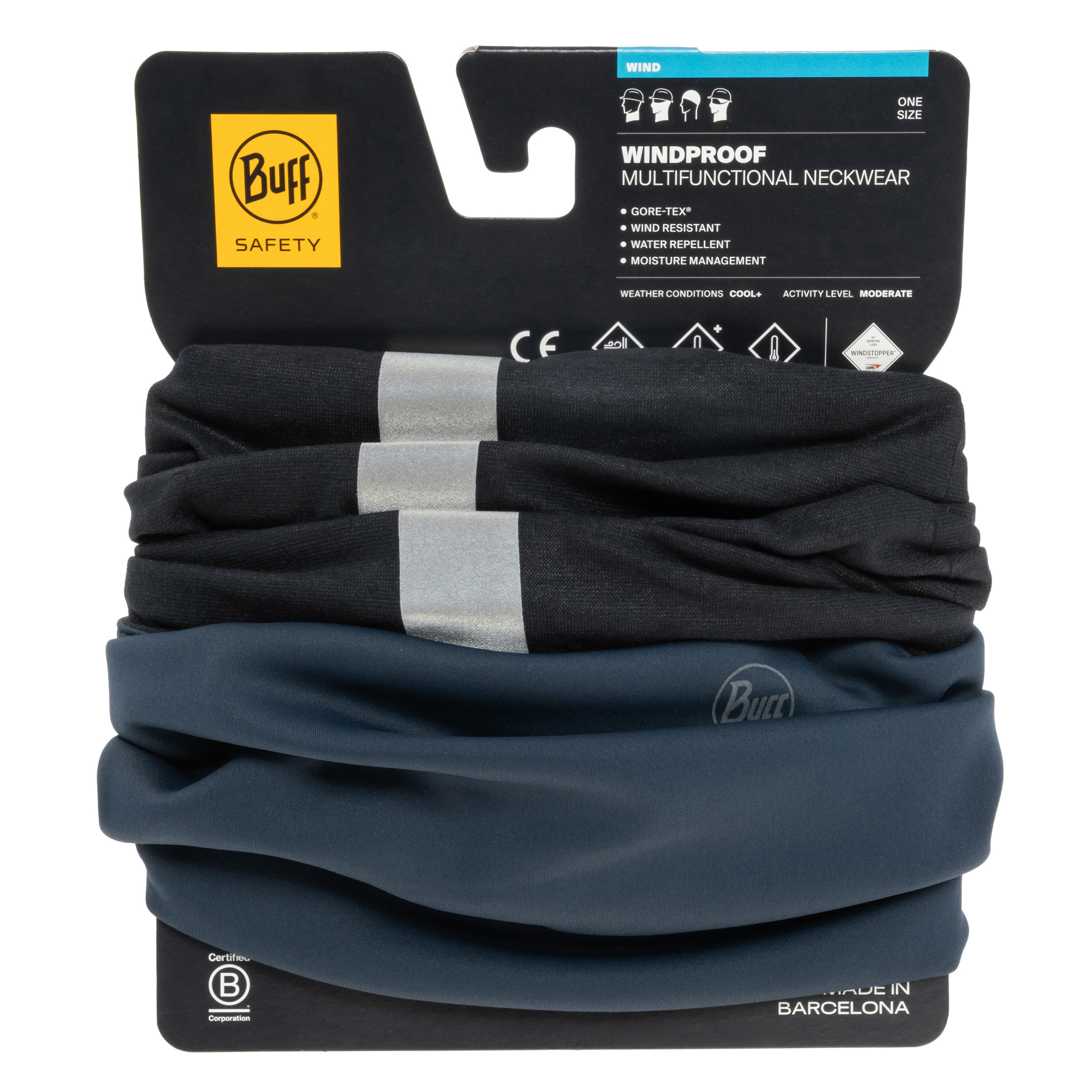 Buff Safety Windproof Reflective Suojahuivi - Navy