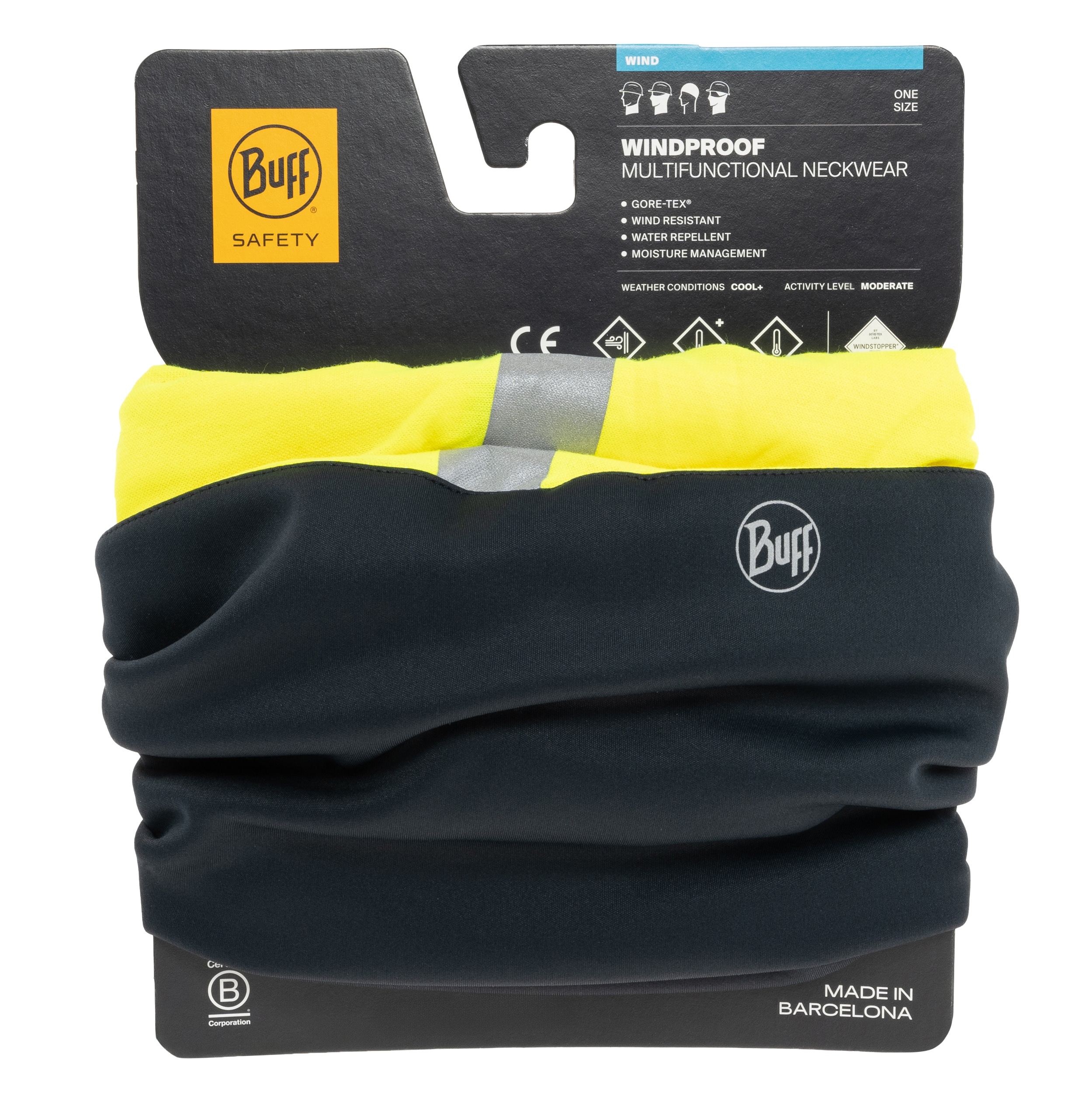 Buff Safety Windproof Reflective Suojahuivi - Yellow Fluor