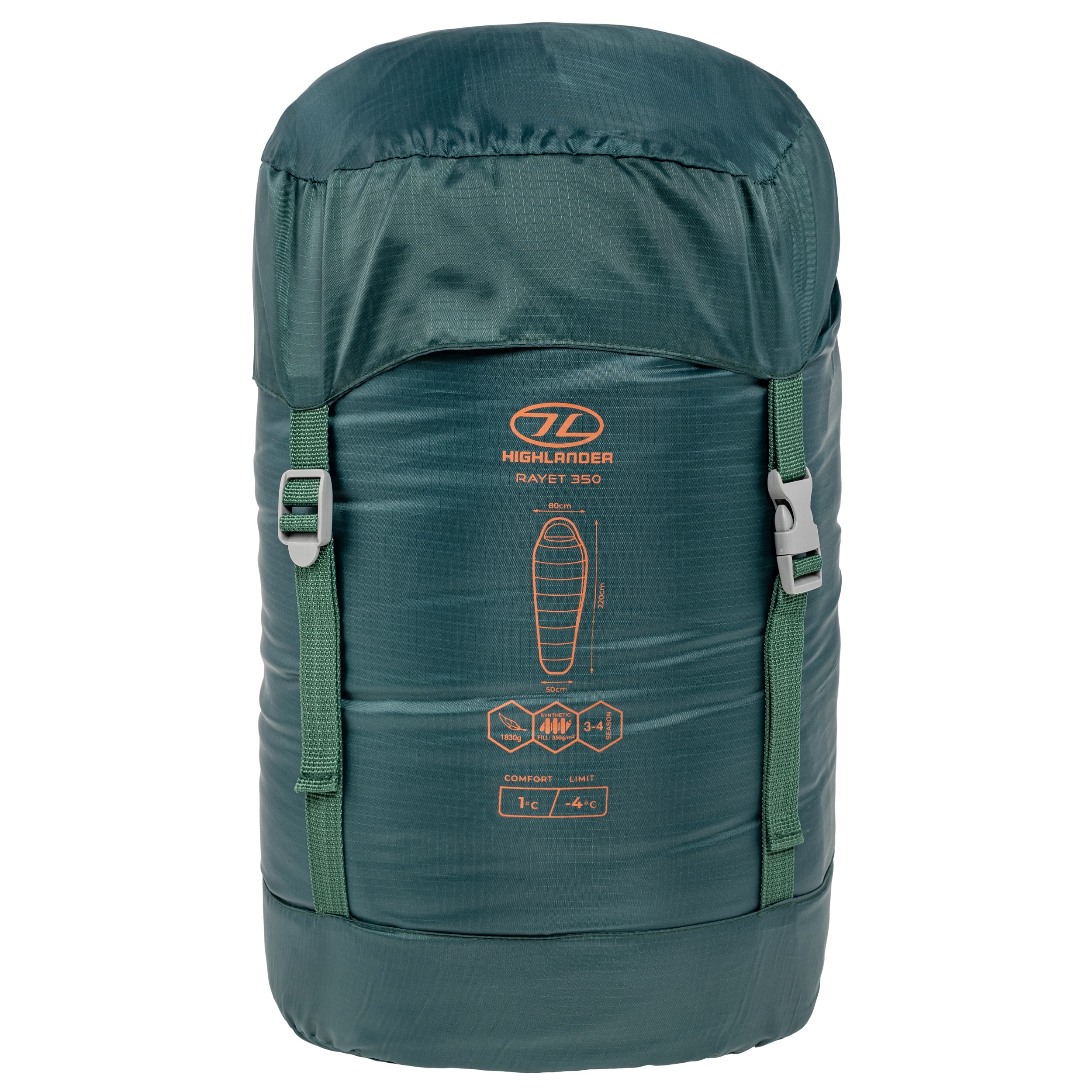 Highlander Outdoor Rayet 350 Makuupussi - Pine Green