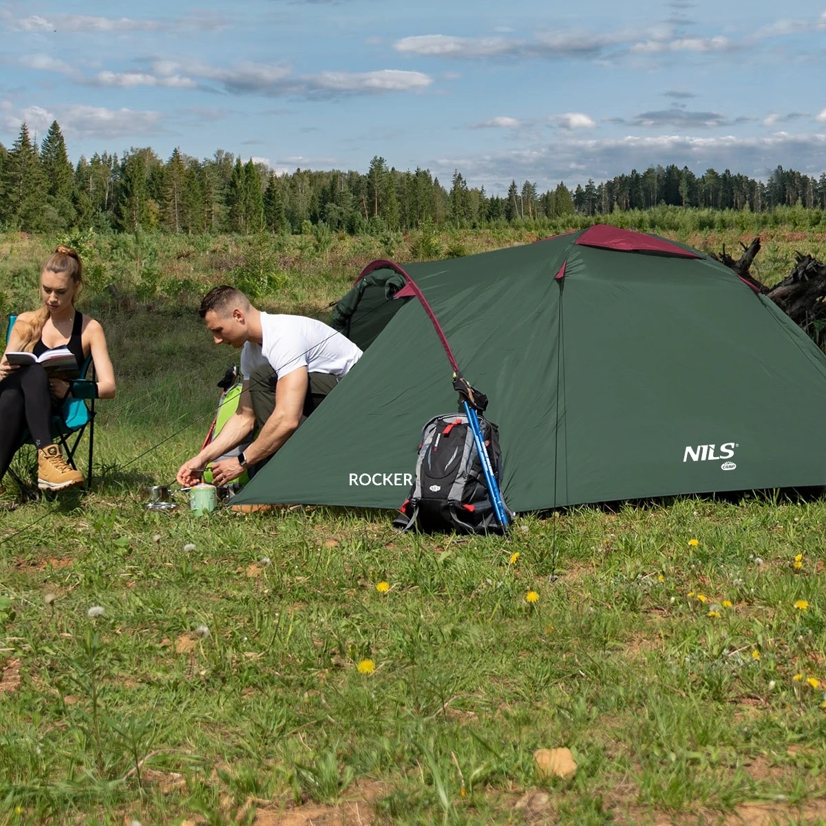 Nils Camp Rocker NC6013 3 hengen teltta - Vihreä