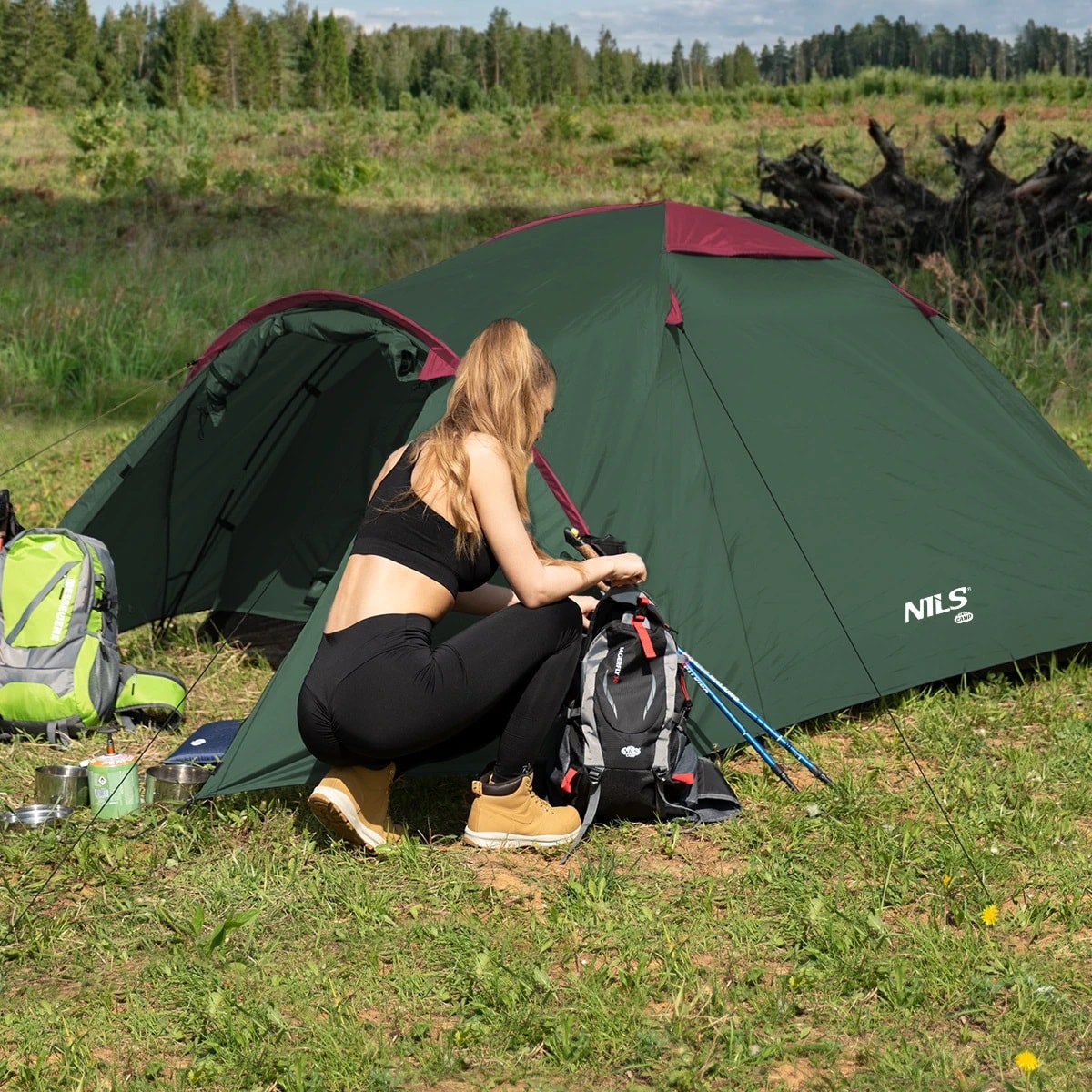 Nils Camp Rocker NC6013 3 hengen teltta - Vihreä