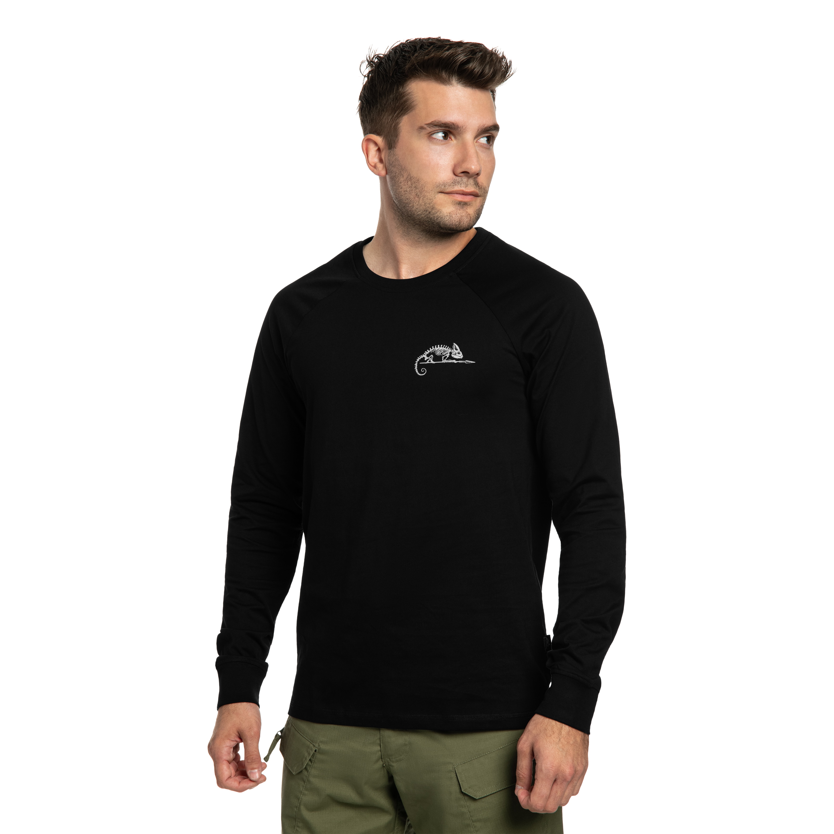 Helikon-Tex Long Sleeve Logo T-paita - Black