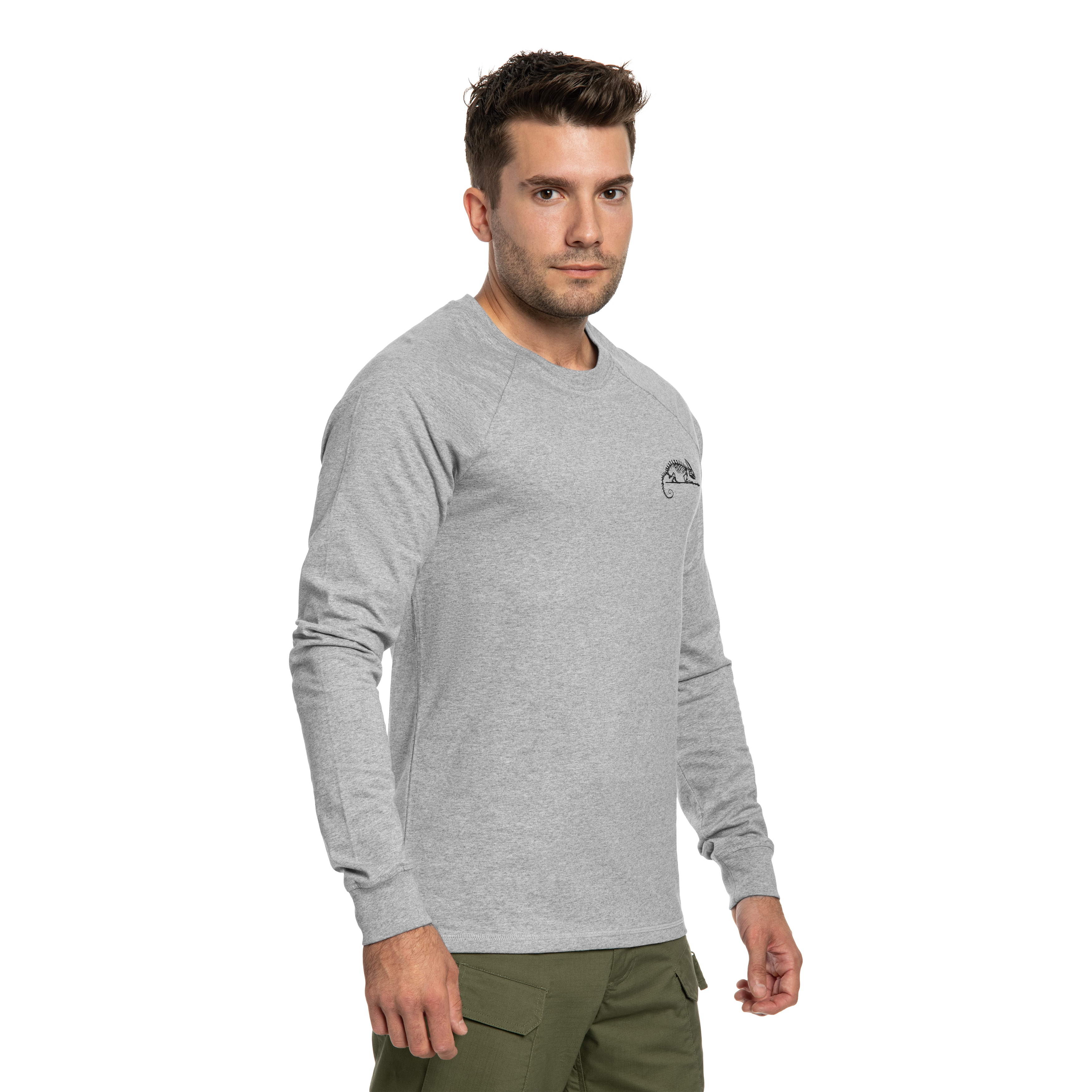 Helikon-Tex Long Sleeve Logo -paita - Grey Melange