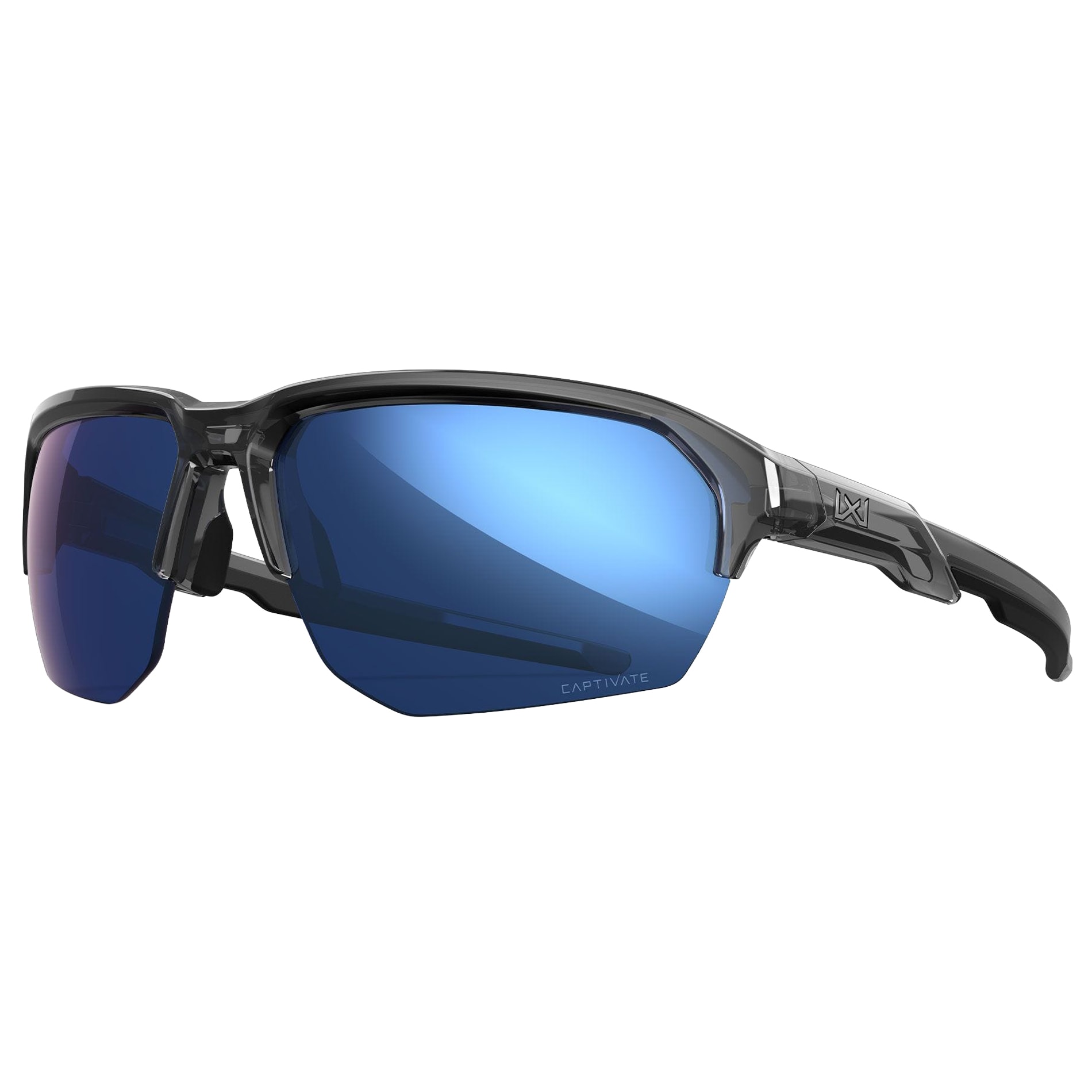Wiley X WX JAKL Aurinkolasit Captivate Polarized Blue Mirror/Gloss Crystal Grey
