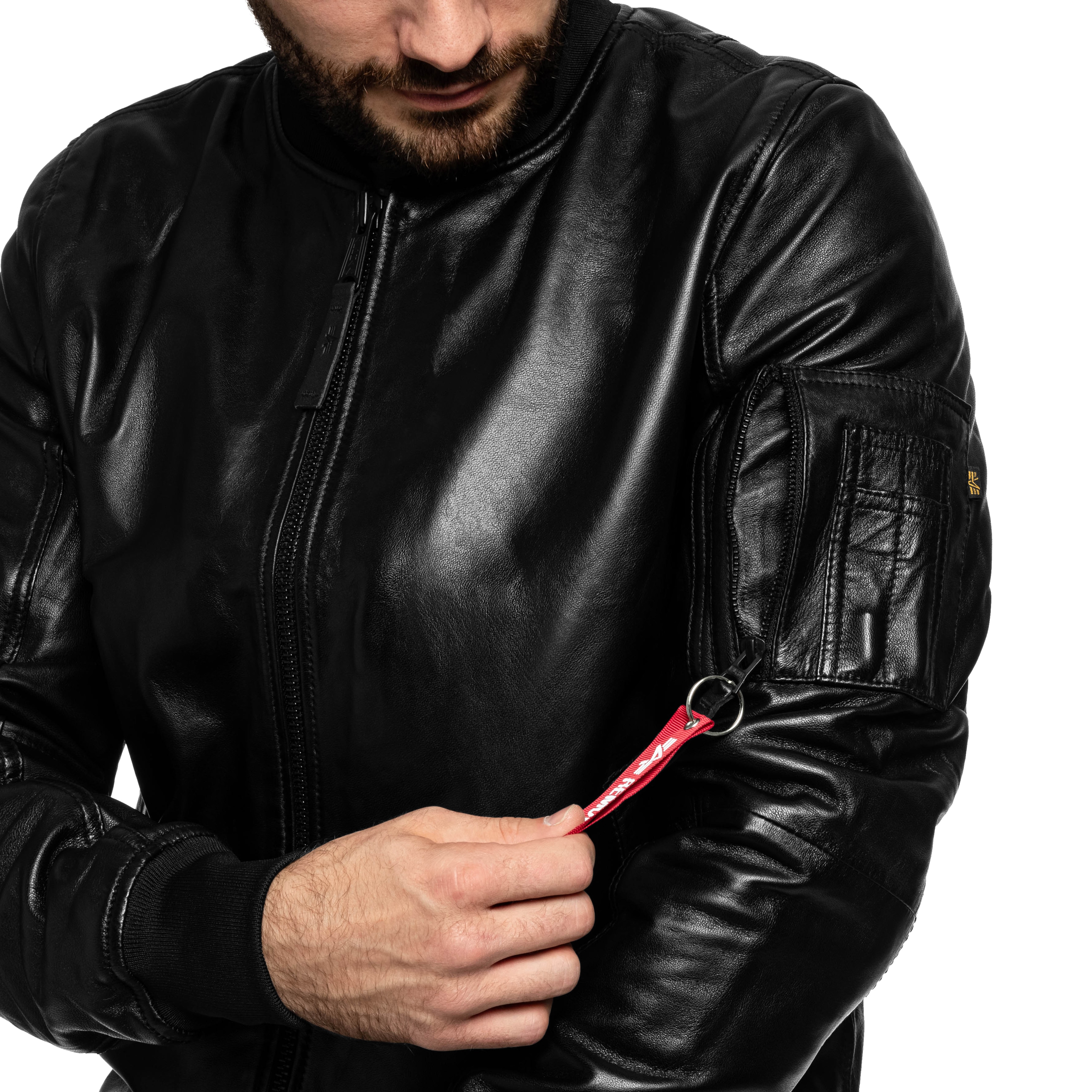 Alpha Industries MA-1 Leather Bomber Takki - Black