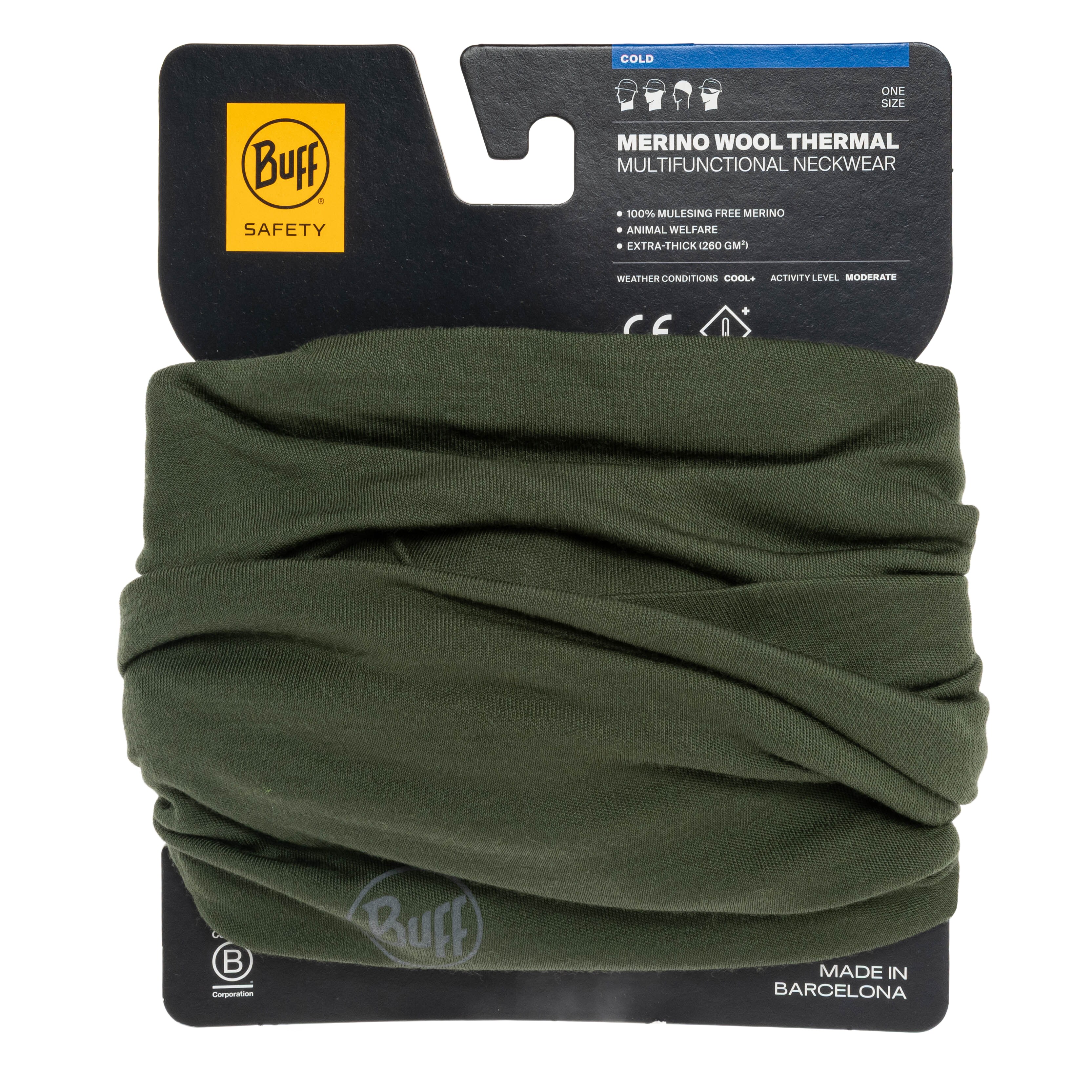 Buff Safety Merino Wool Thermal Suojahuivi - Cedar