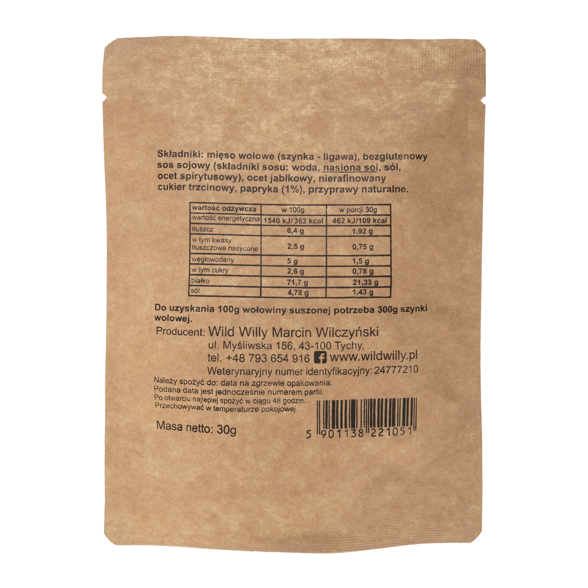 Wild Willy Beef Jerky Paprika 30 g - 3 kpl