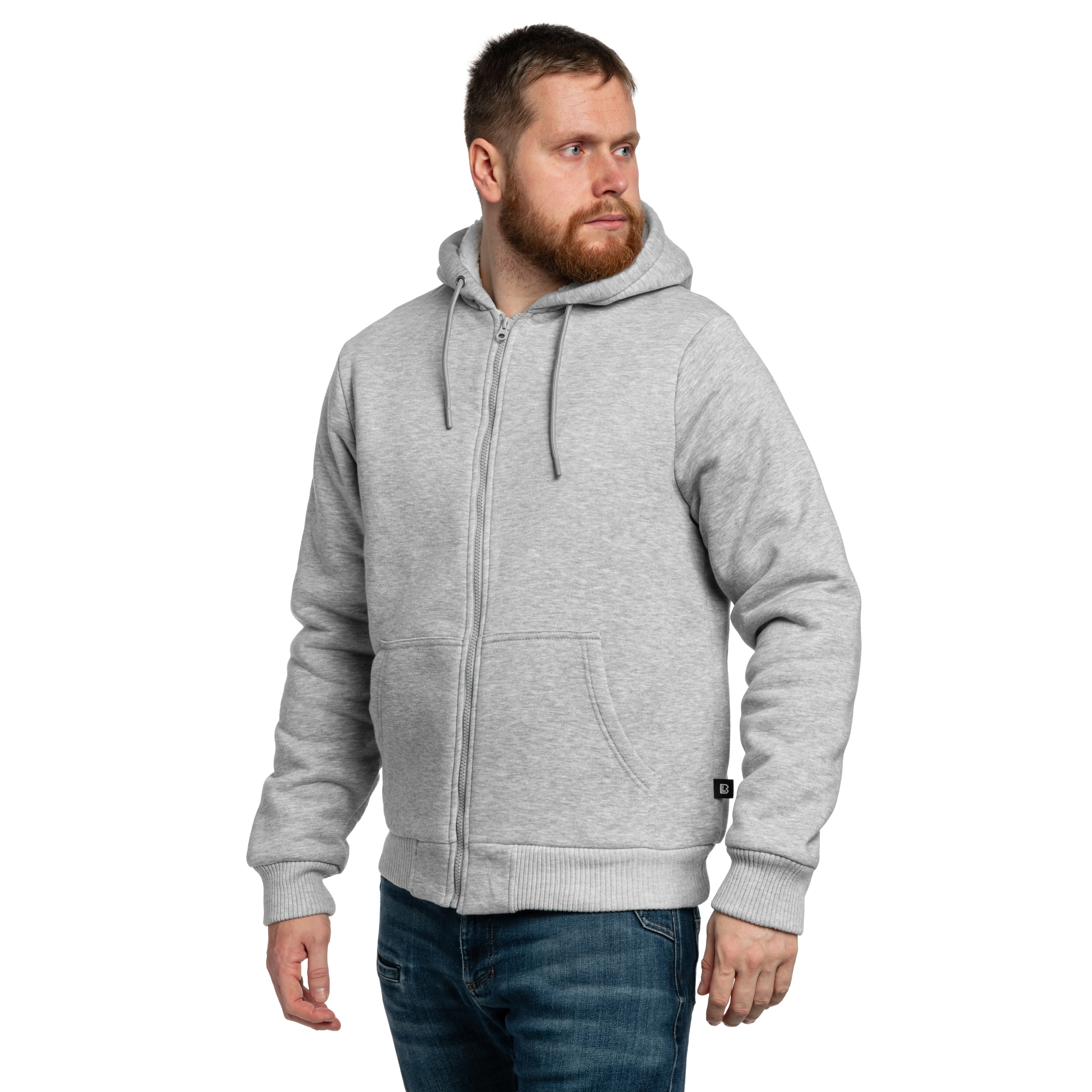 Brandit Sweatjacket Teddylining Huppari - Grey Melange