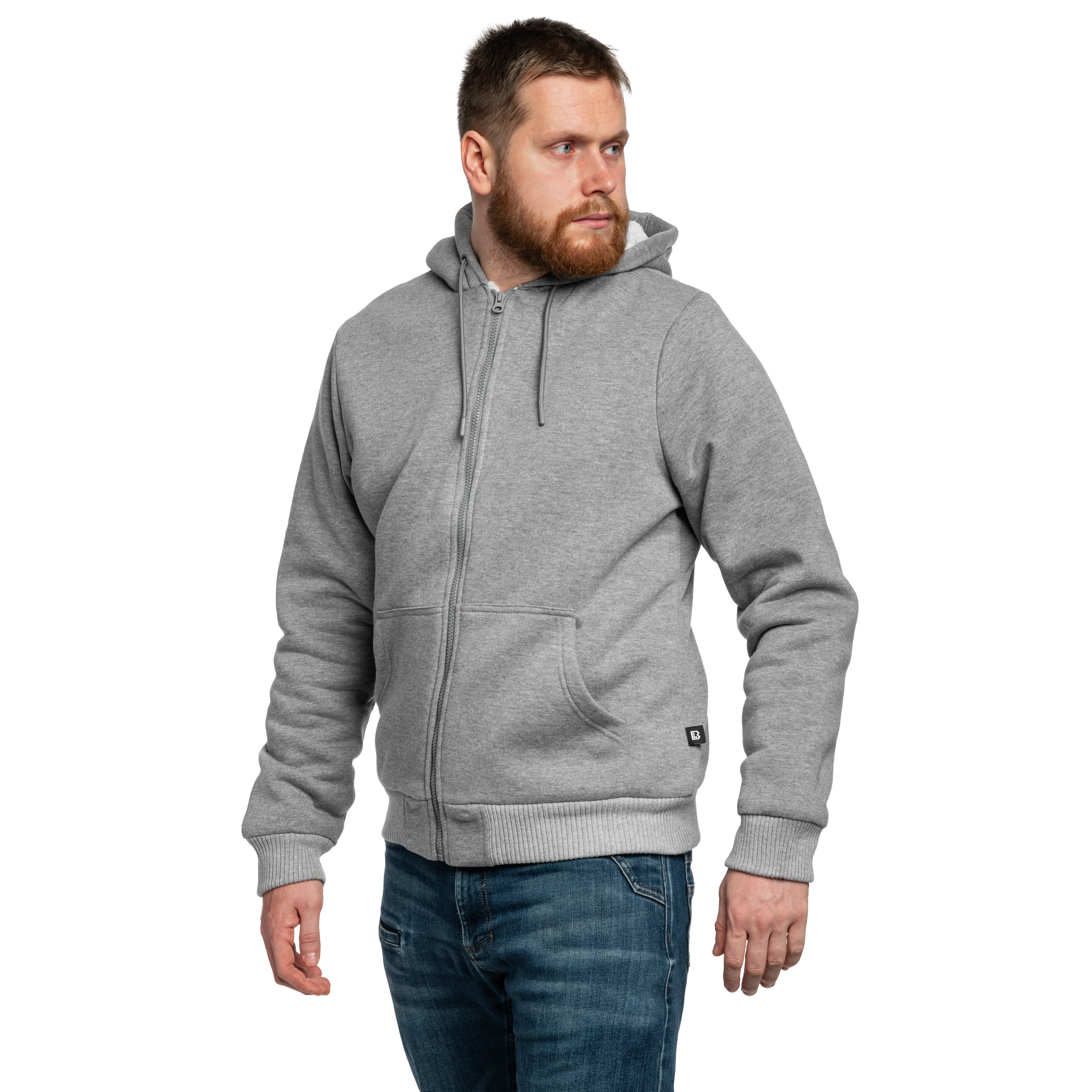 Brandit Sweatjacket Teddylining Huppari - Dark Grey Melange
