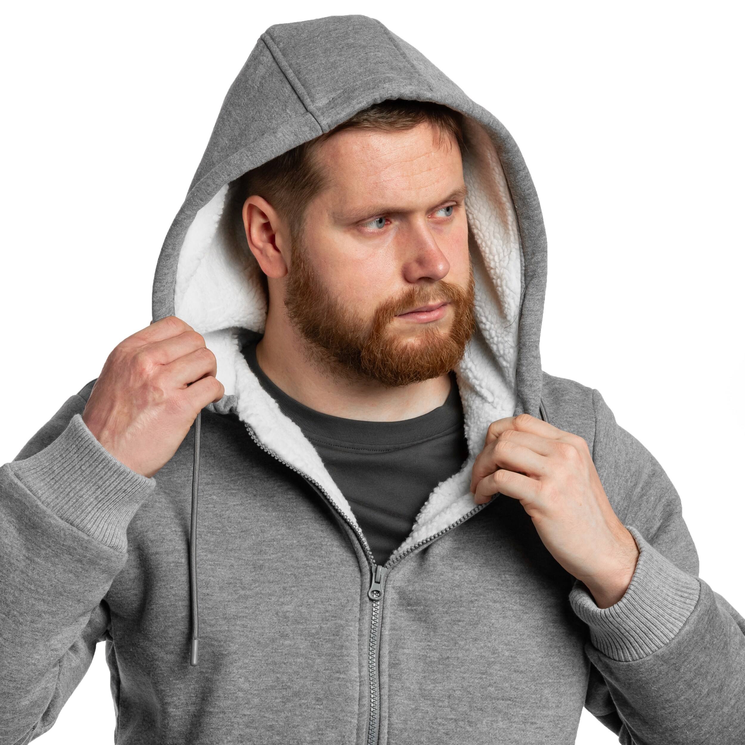 Brandit Sweatjacket Teddylining Huppari - Dark Grey Melange