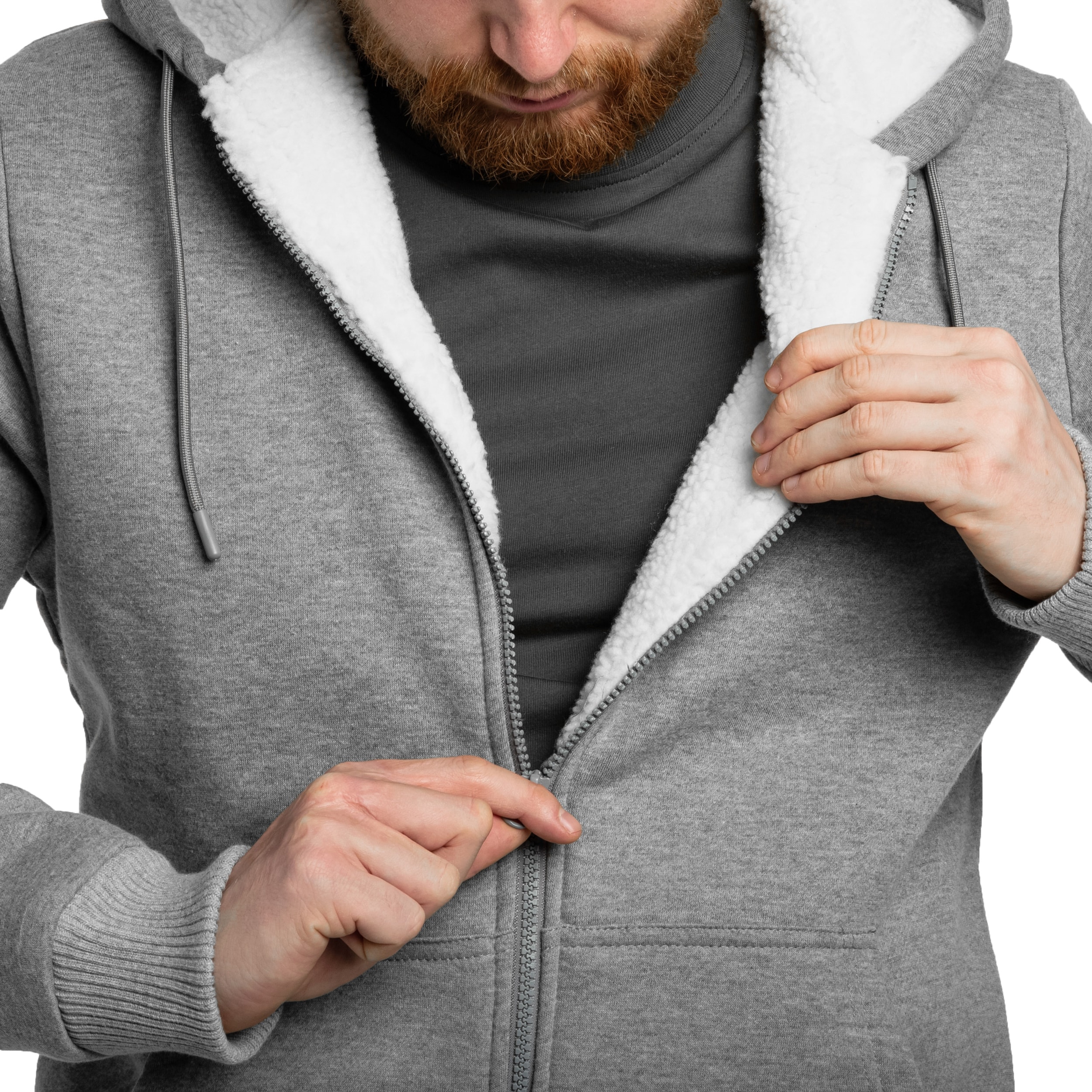 Brandit Sweatjacket Teddylining Huppari - Dark Grey Melange