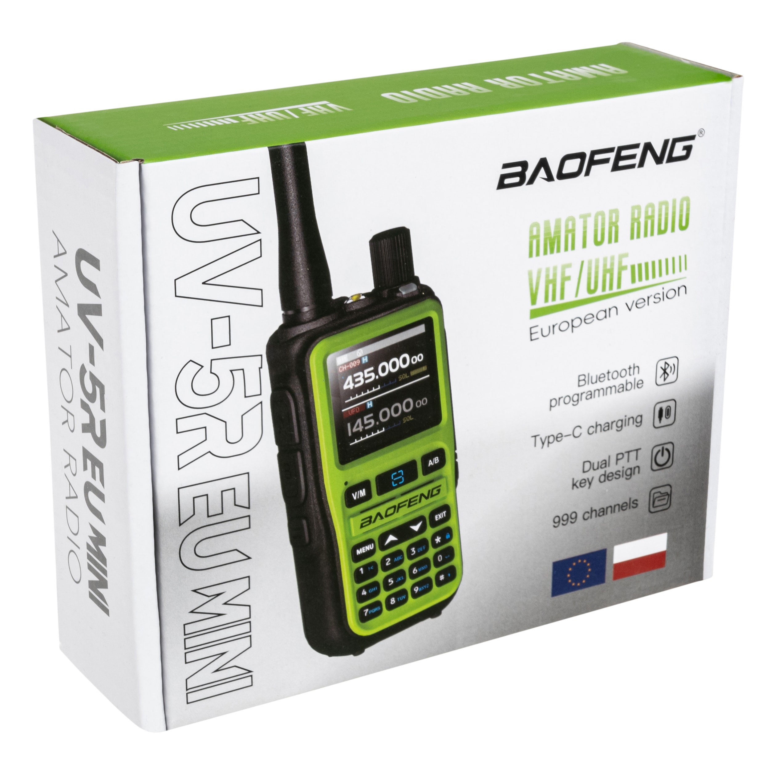 Baofeng UV-5R EU Mini Radiopuhelin 1600 mAh - Green