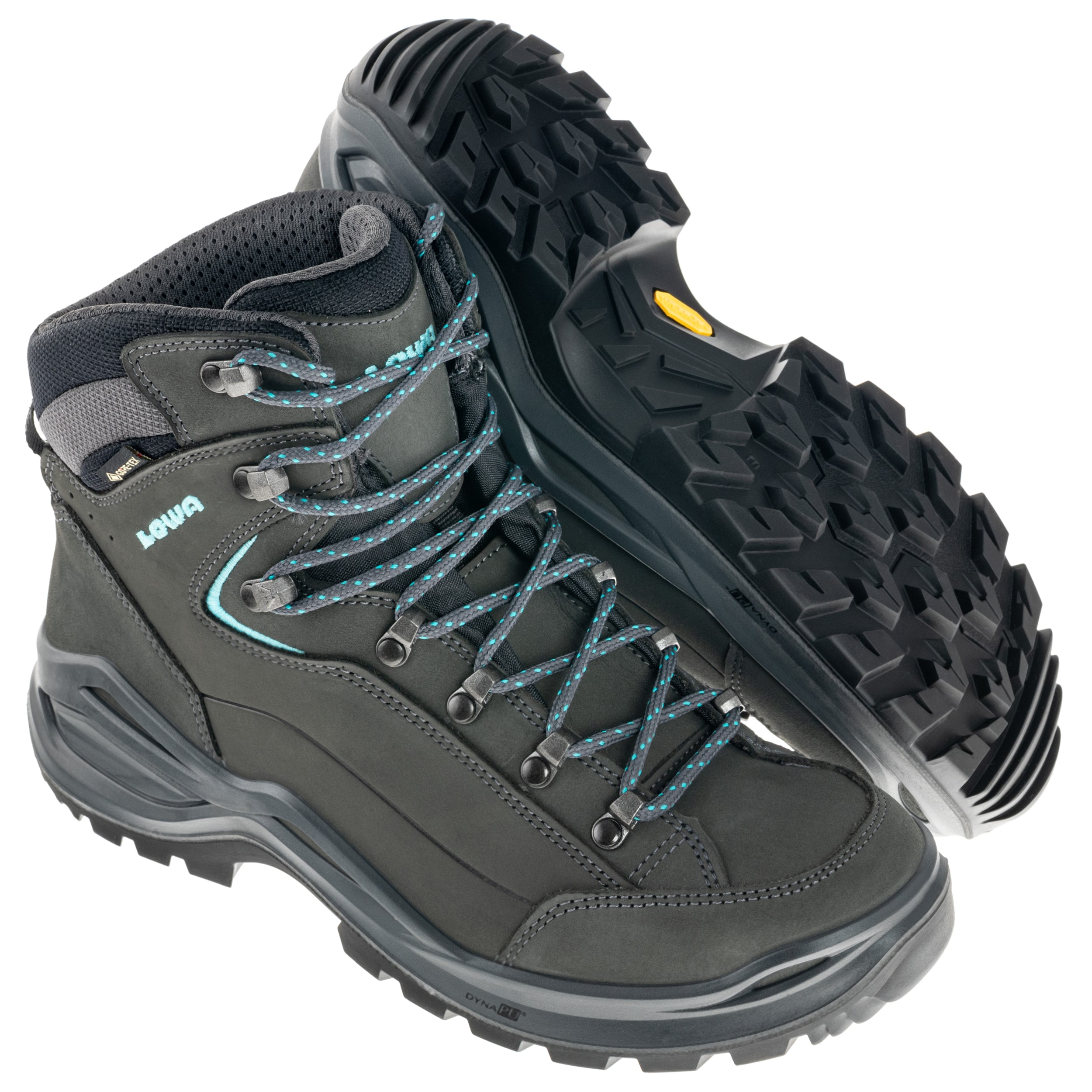 Lowa Renegade EVO GTX MID Naisten Kengät - Asphalt/Turqoise
