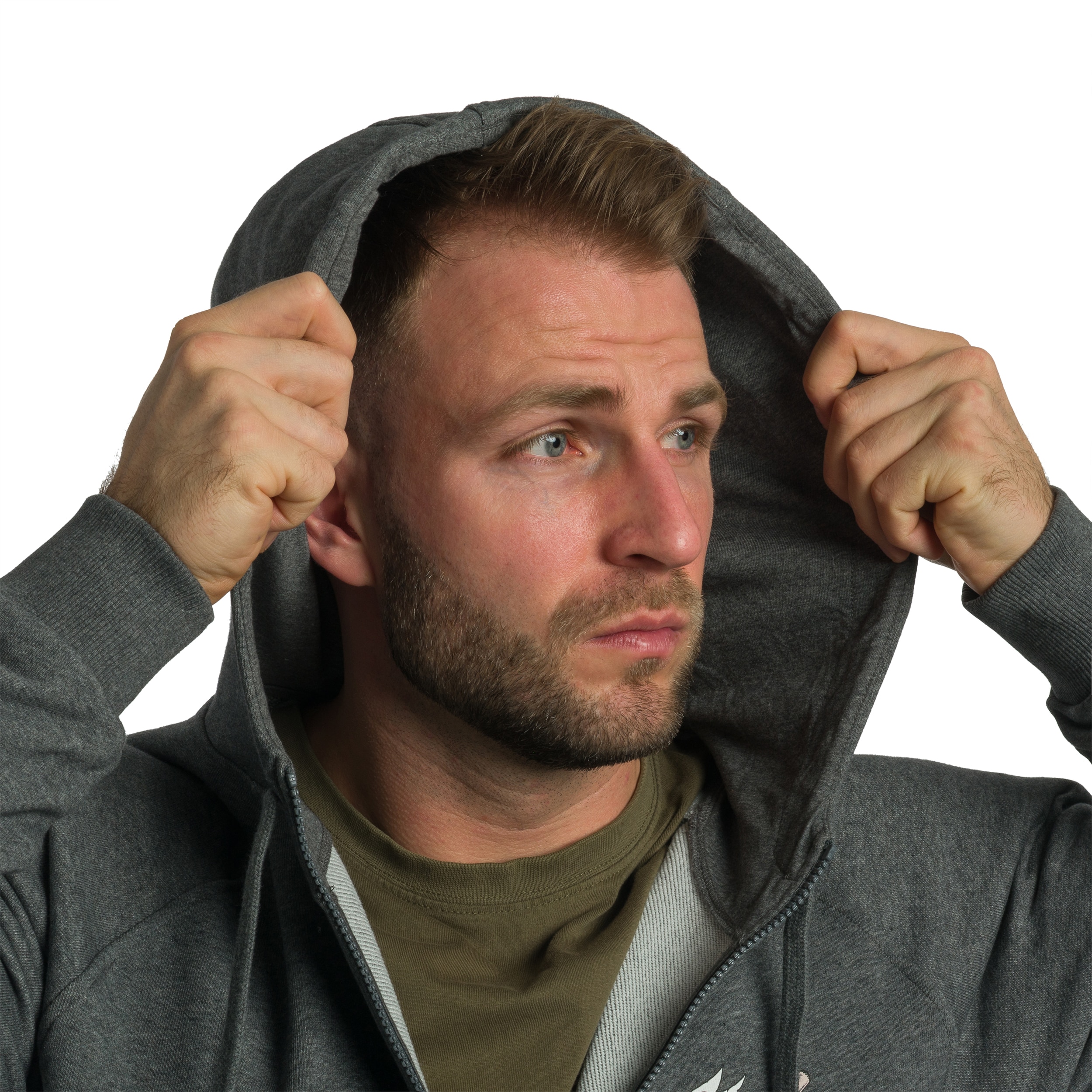Helikon-Tex Full-Zip Come And Take It Hoodie - Mid Grey Melange huppari
