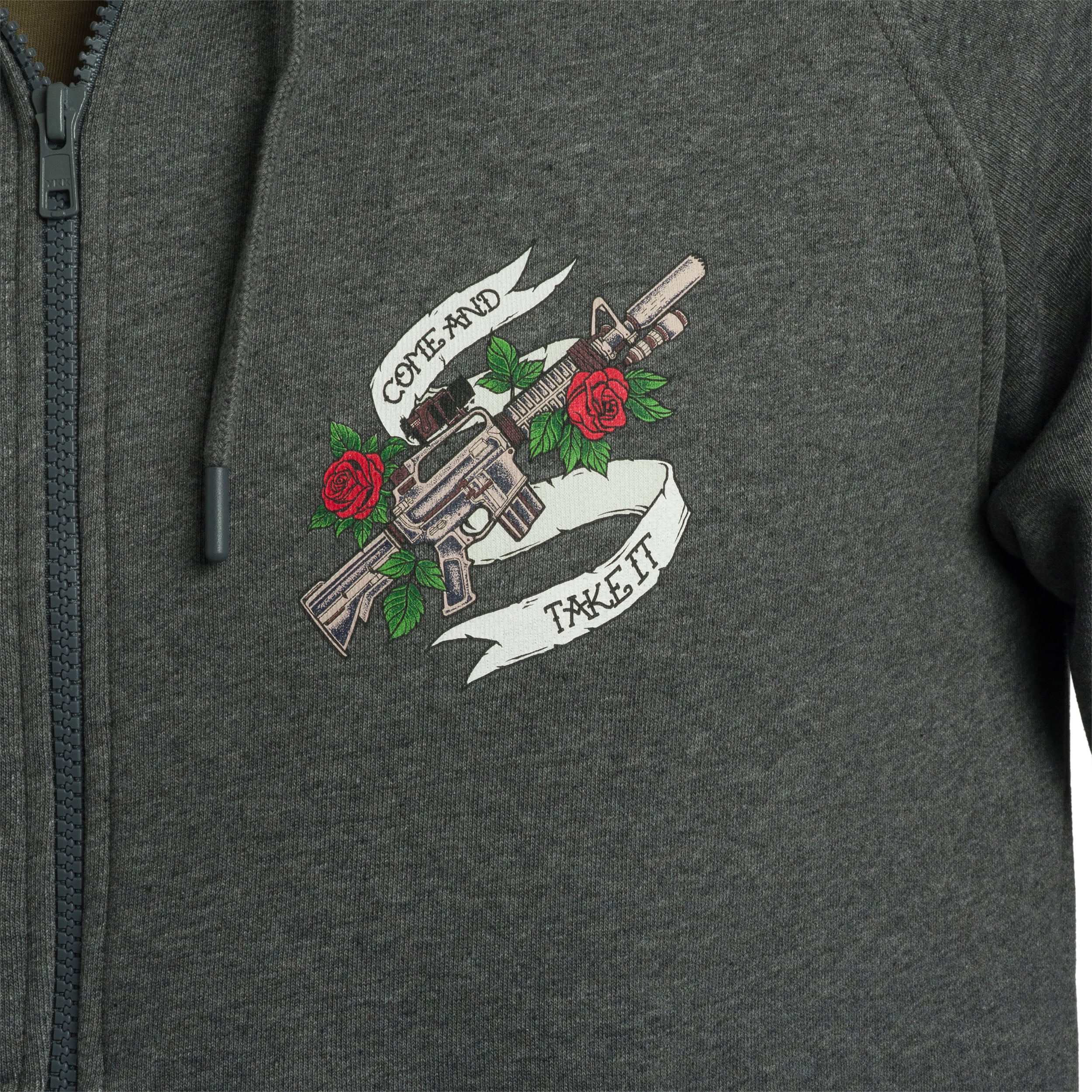Helikon-Tex Full-Zip Come And Take It Hoodie - Mid Grey Melange huppari