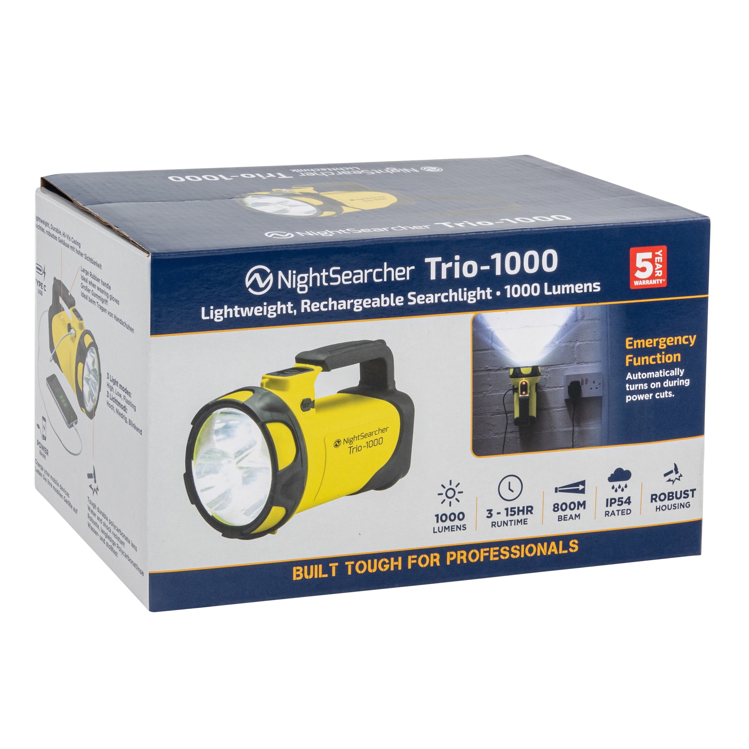 NightSearcher Trio-1000 Käsivalaisin 1000 lumens - Yellow/Grey