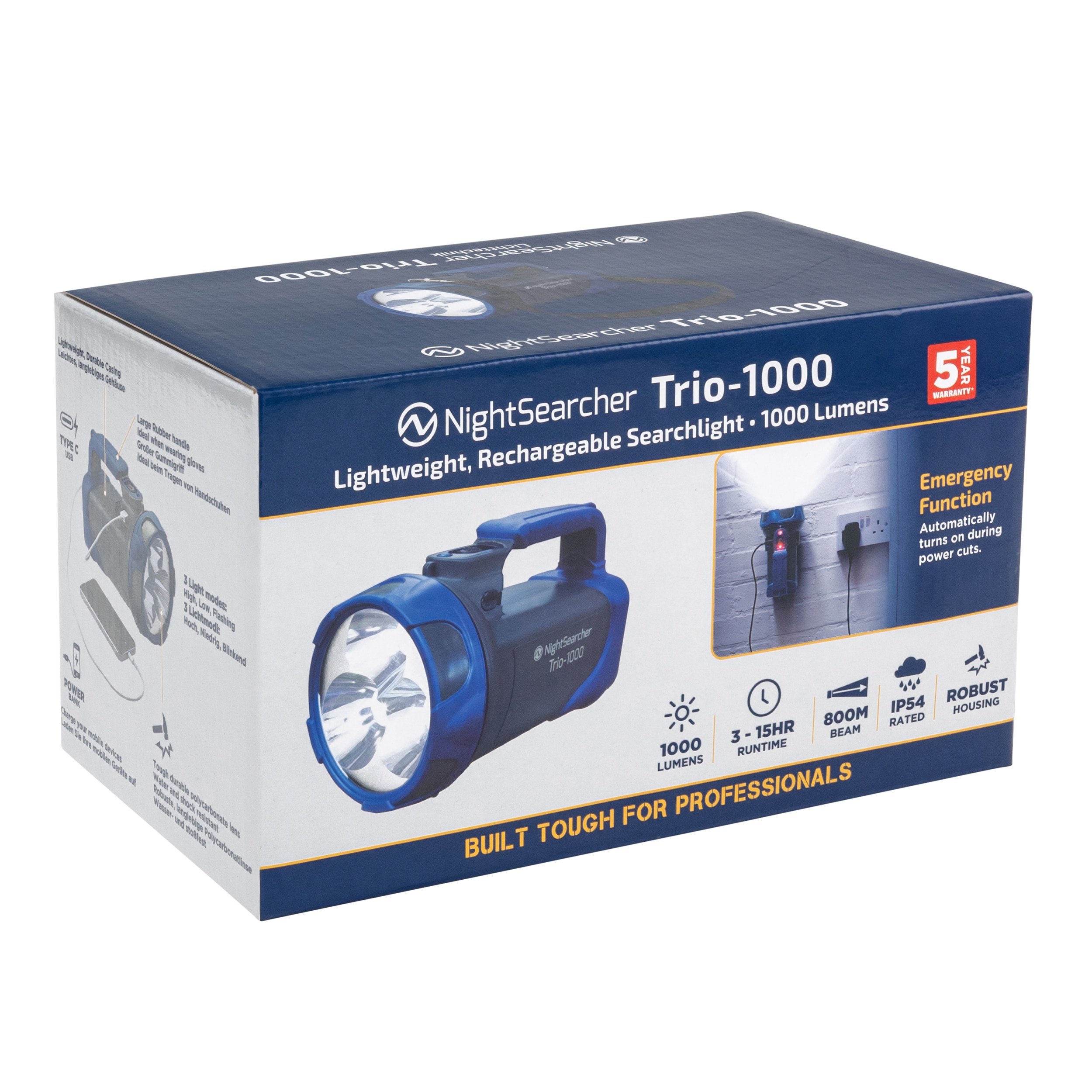 NightSearcher Trio-1000 Taskulamppu 1000 lumen - Grey/Blue