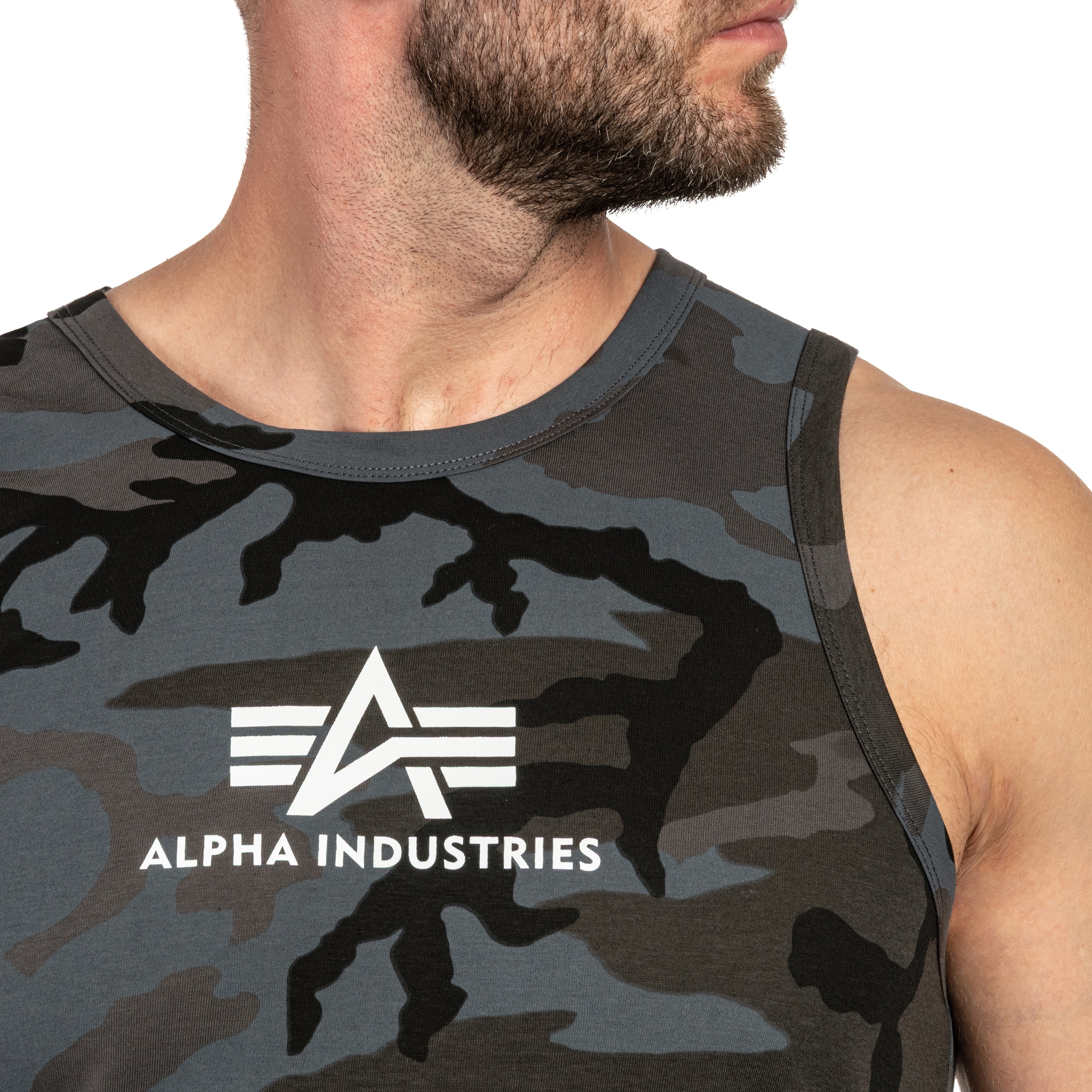 Alpha Industries Basic Mid Logo Tank Top - Black Camo