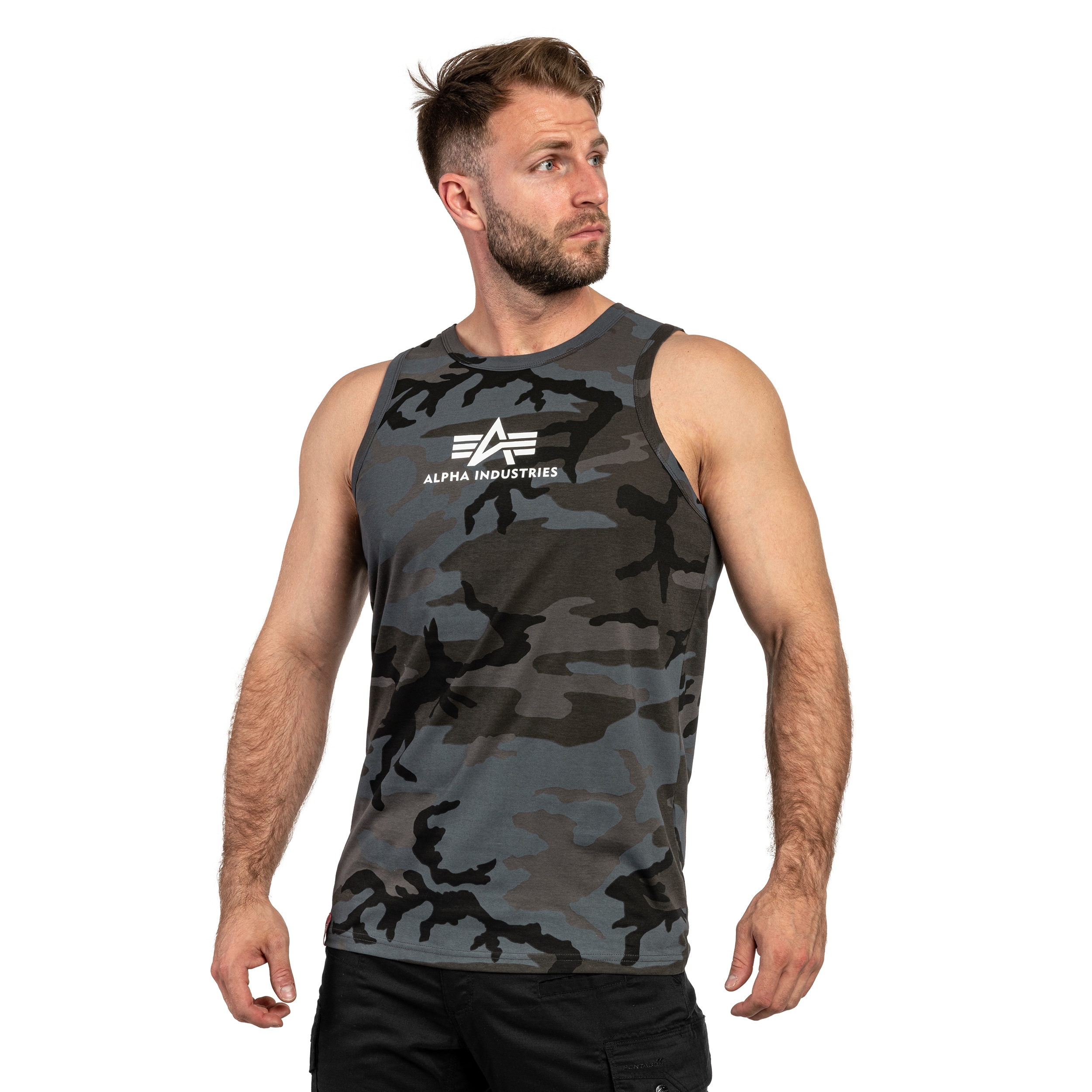 Alpha Industries Basic Mid Logo Tank Top - Black Camo