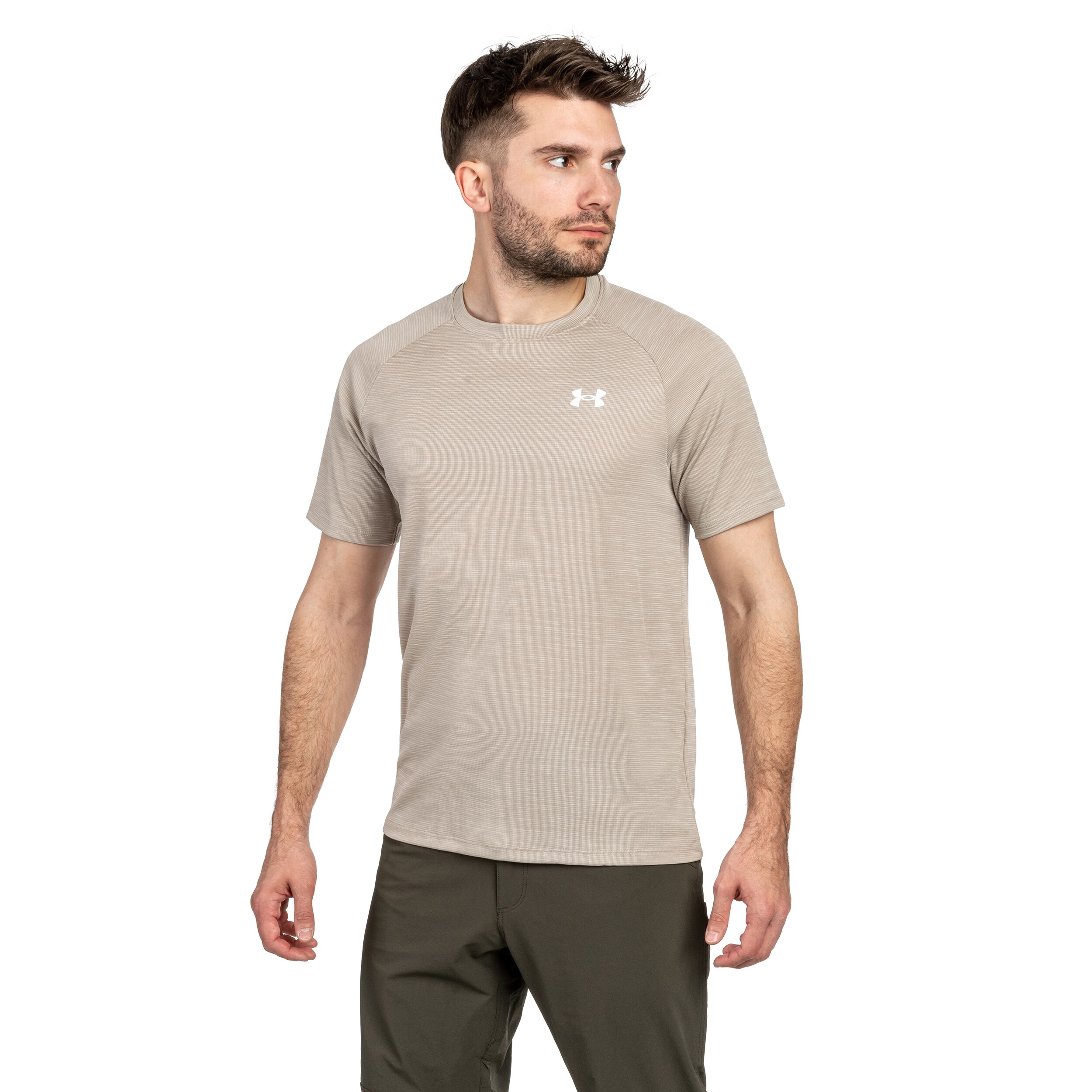Under Armour UA Tech Textured T-paita - Timberwolf Taupe/White