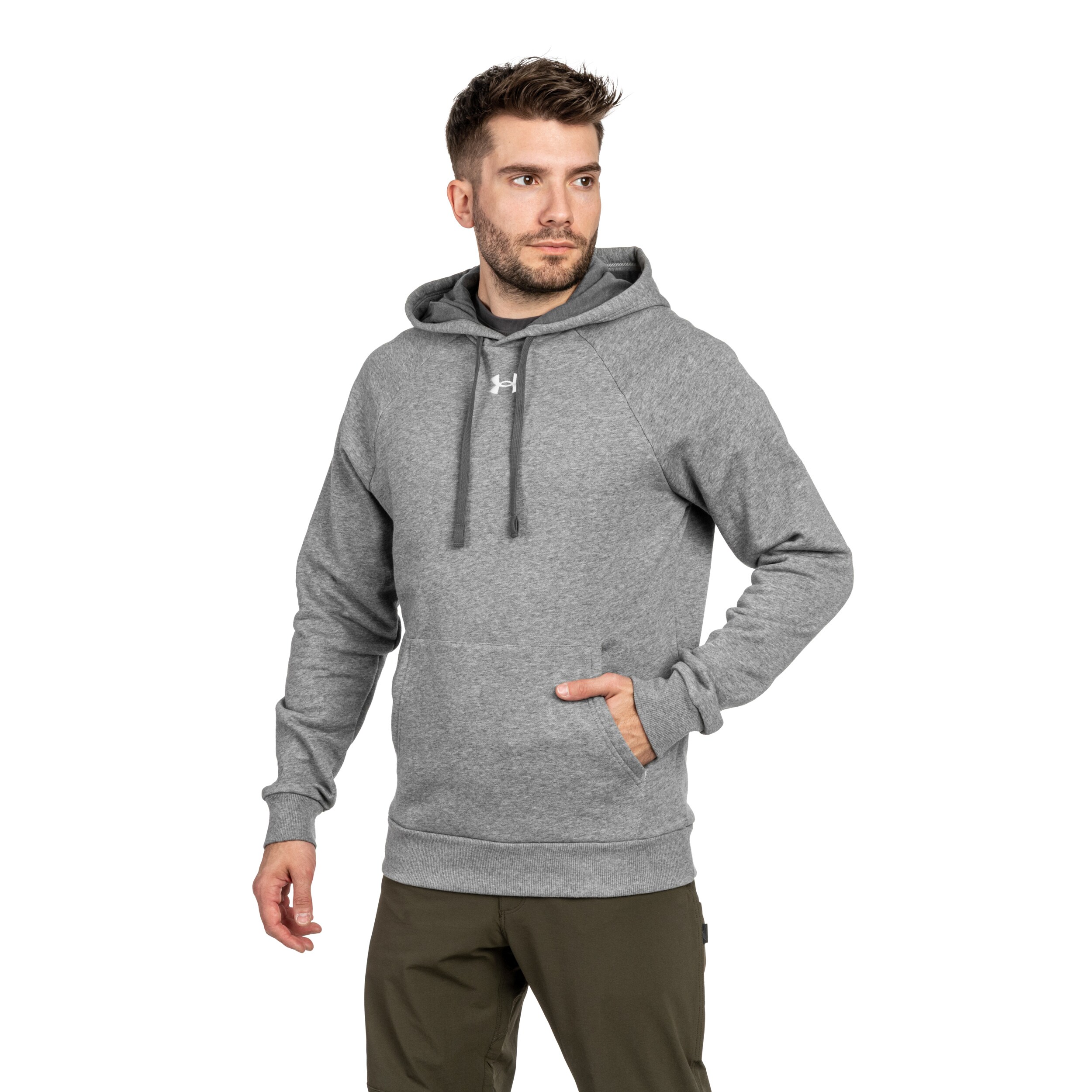 Under Armour Rival Fleece Collegepaita - Castlerock Light Heather/White
