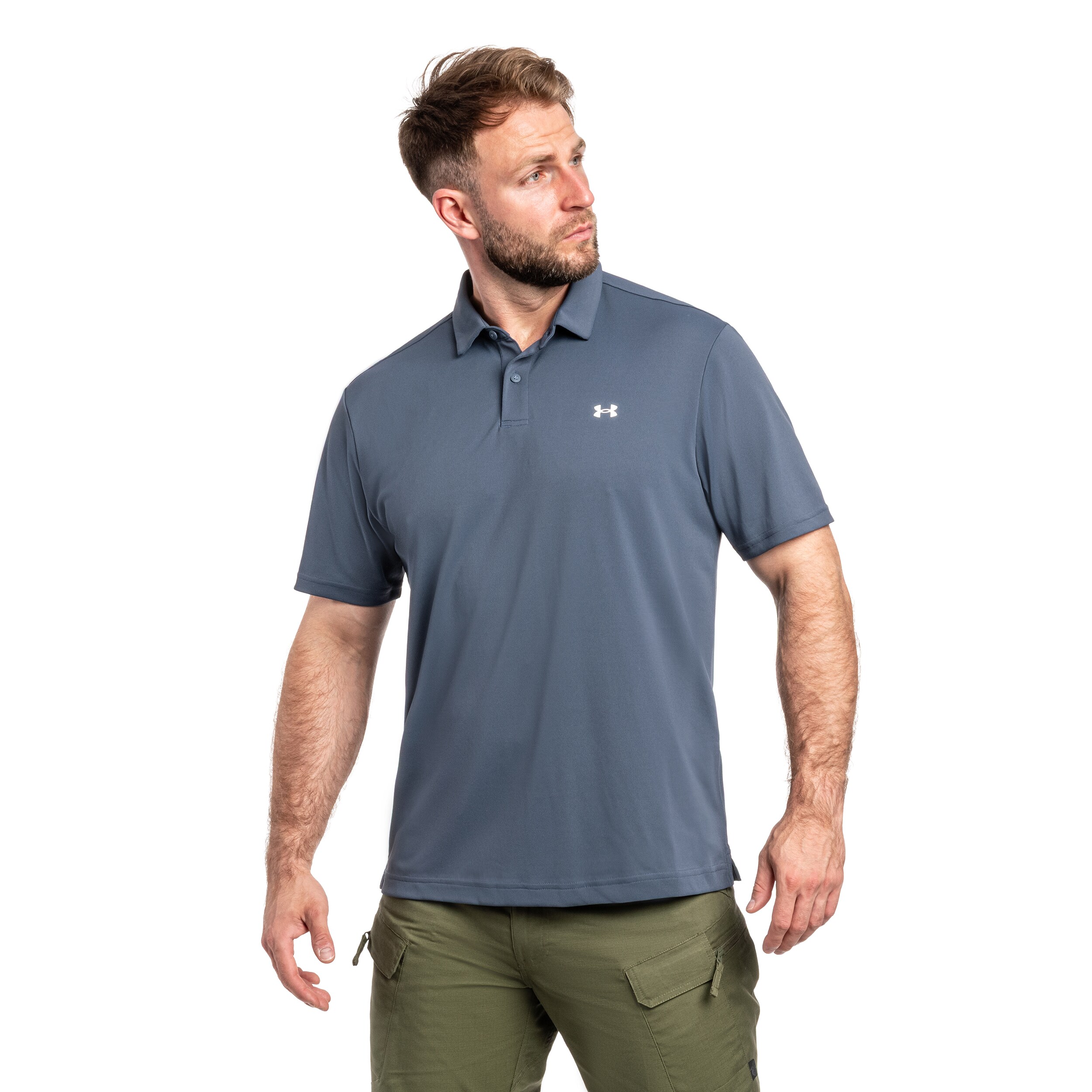 Under Armour Tee To Green Pique termopaita polo - Downpour Gray / White