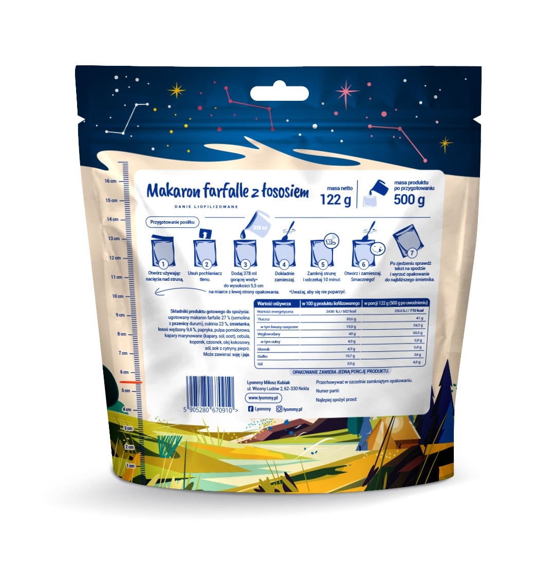 Lyommy Pakastekuivattu Farfalle Pasta Lohen Kanssa 122 g/710 kcal