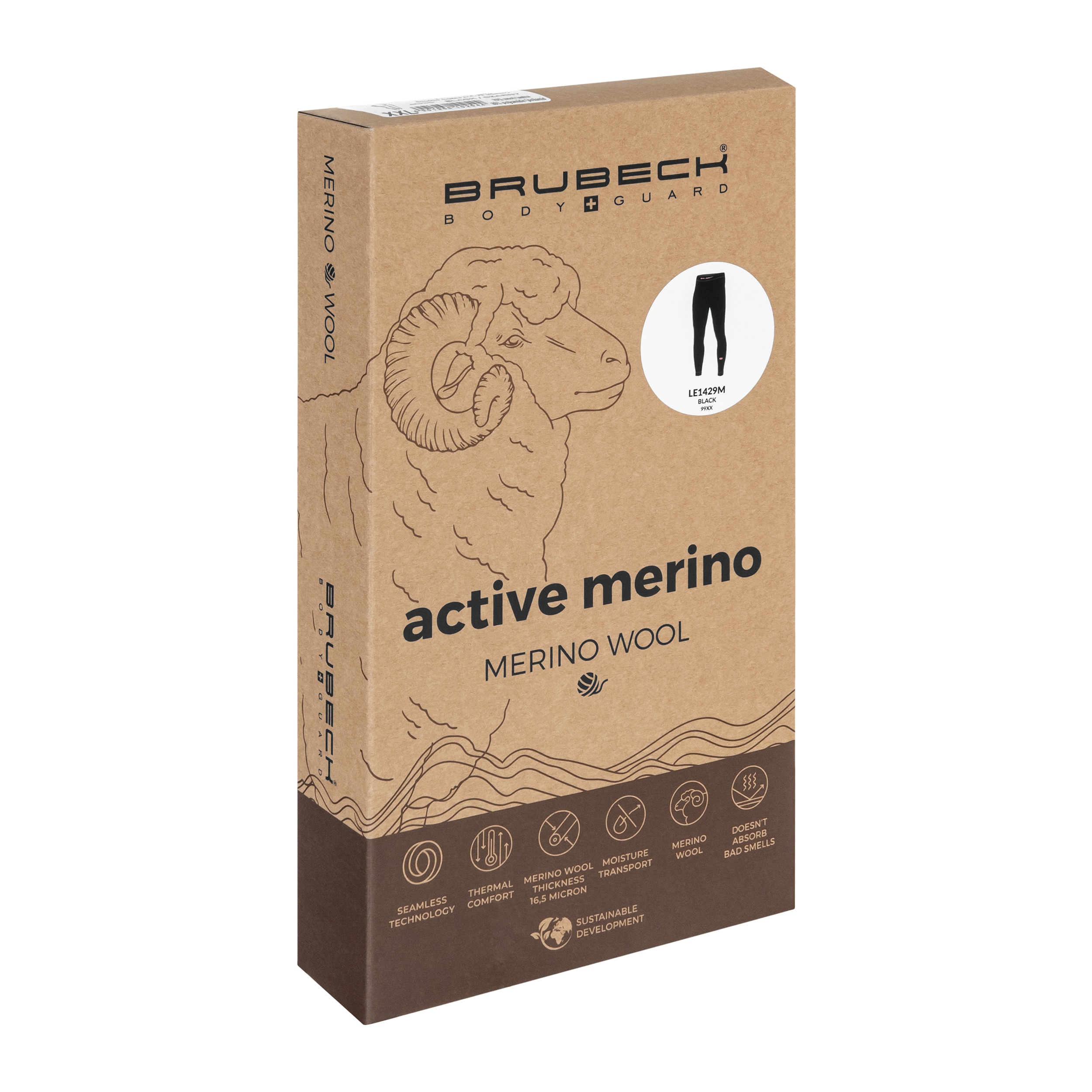 Brubeck Active Merino v2 lämpöleggingsit - Musta