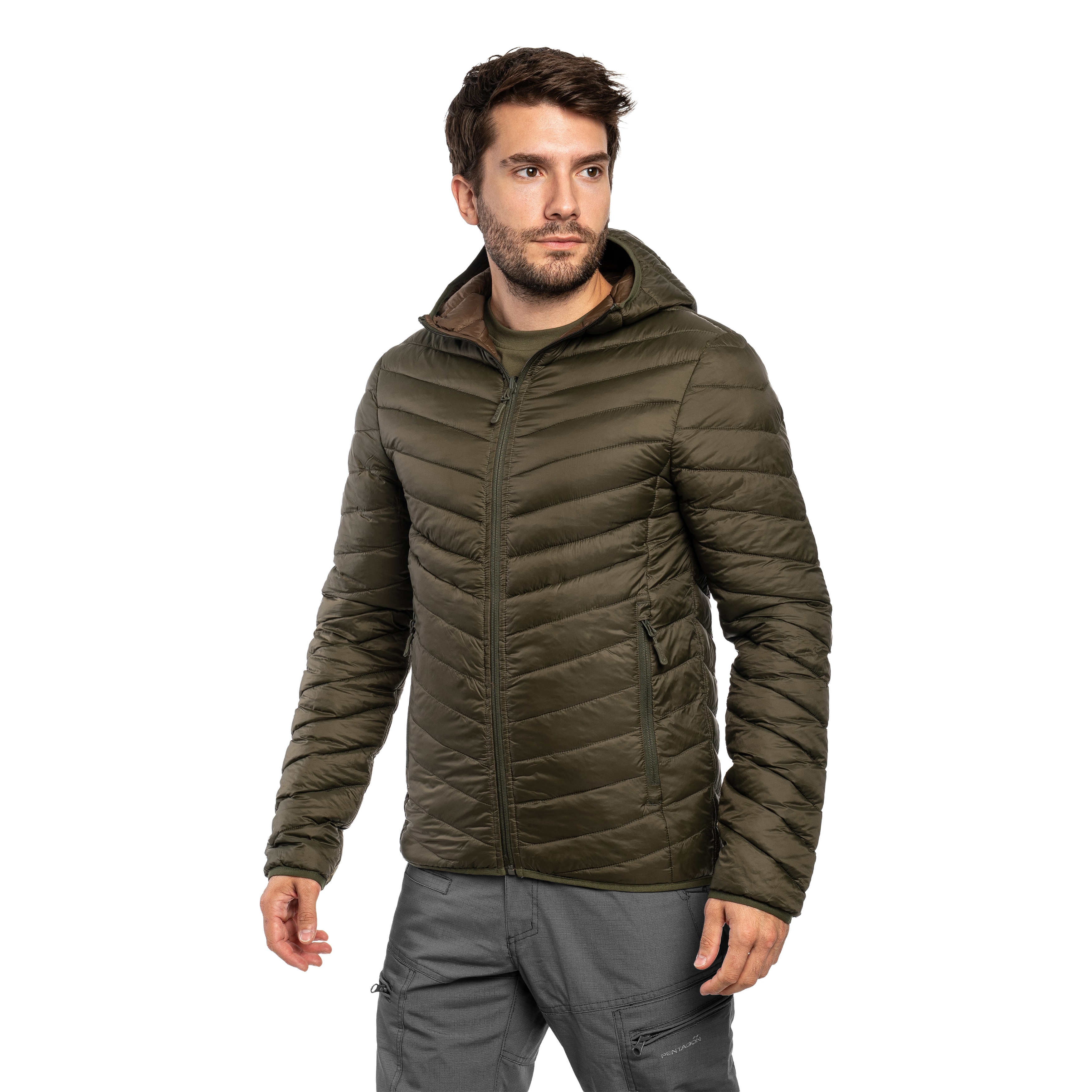MFH Reversible Quilted Thermal Jacket takki - OD Green/Brown
