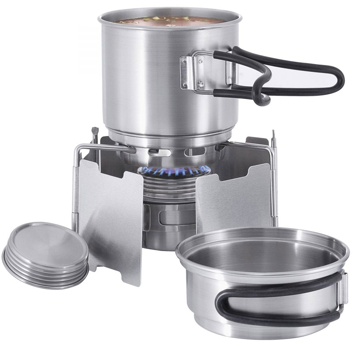 Tatonka Alkohol Burner Set retkikeitin kattilalla