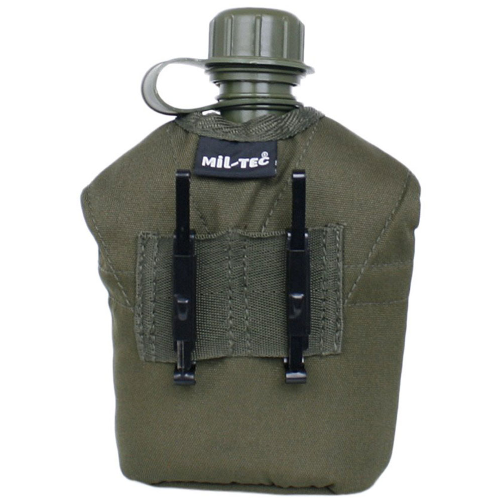 Mil-Tec US Plastic Canteen 900 ml Suojapussilla ja Mukilla - Olive