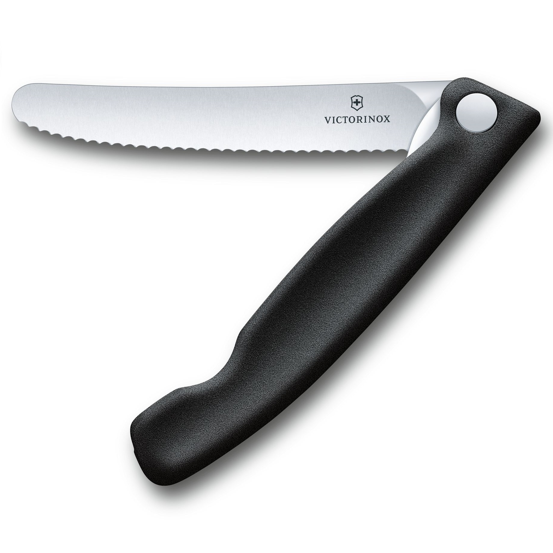 Victorinox Black Taittuva Keittiöveitsi - Aaltoterä, Pyöristetty Kärki