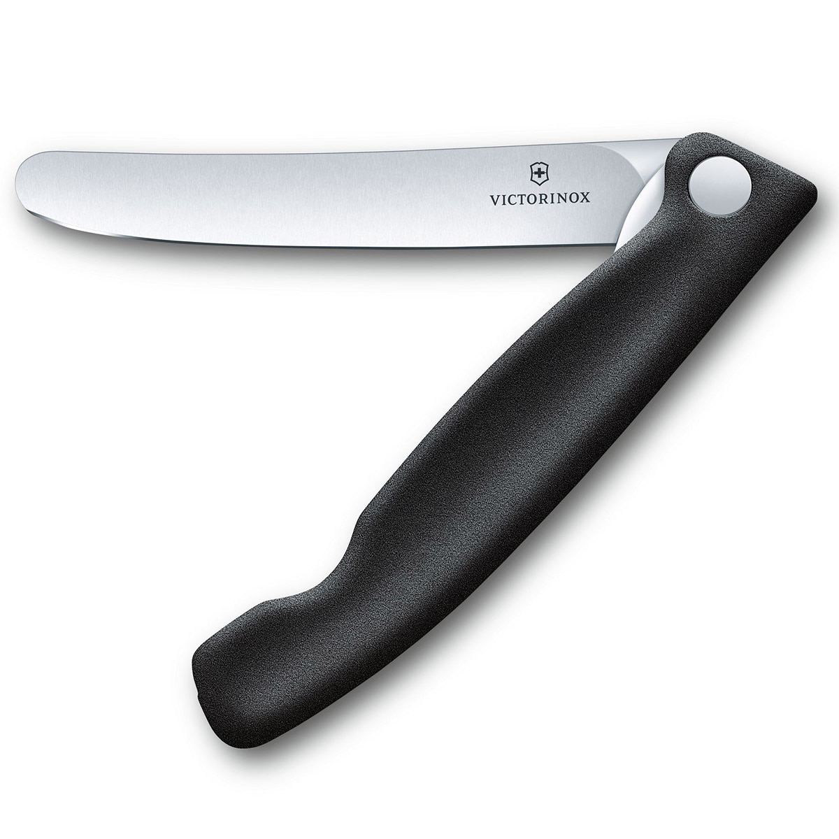 Victorinox Black Taittuva Keittiöveitsi - sileä terä pyöristetyllä kärjellä