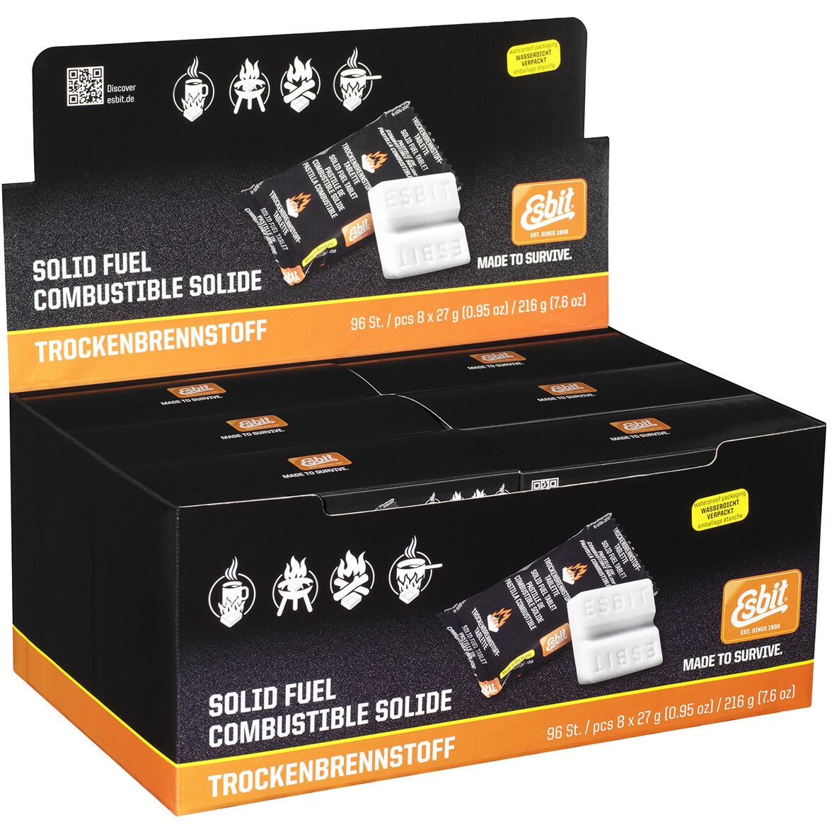 Esbit Solid Fuel Kiinteä Polttoaine retkikeittimiin 8x 27 g