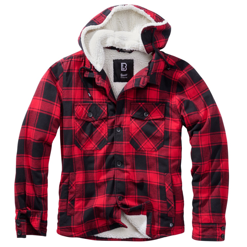 Veste Lumberjacket Hooded Brandit - Red/Black Checkered