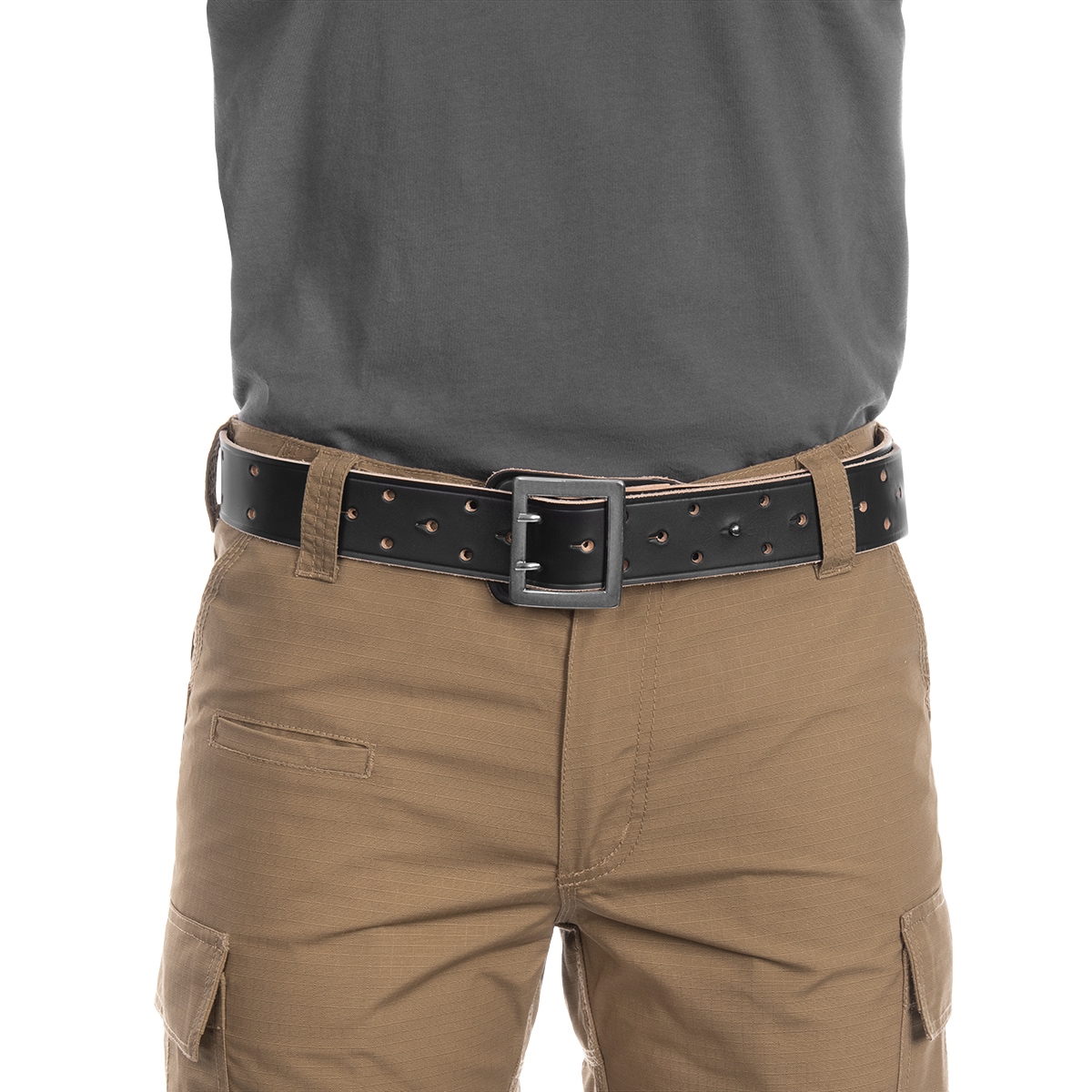 Ceinture d'officier en cuir - Brown/Brown