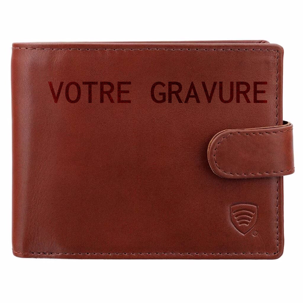 Portefeuille en cuir Smart RFID Block Koruma - Brown