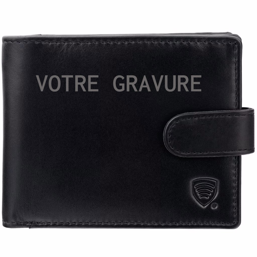 Portefeuille en cuir Smart RFID Block Koruma - Black