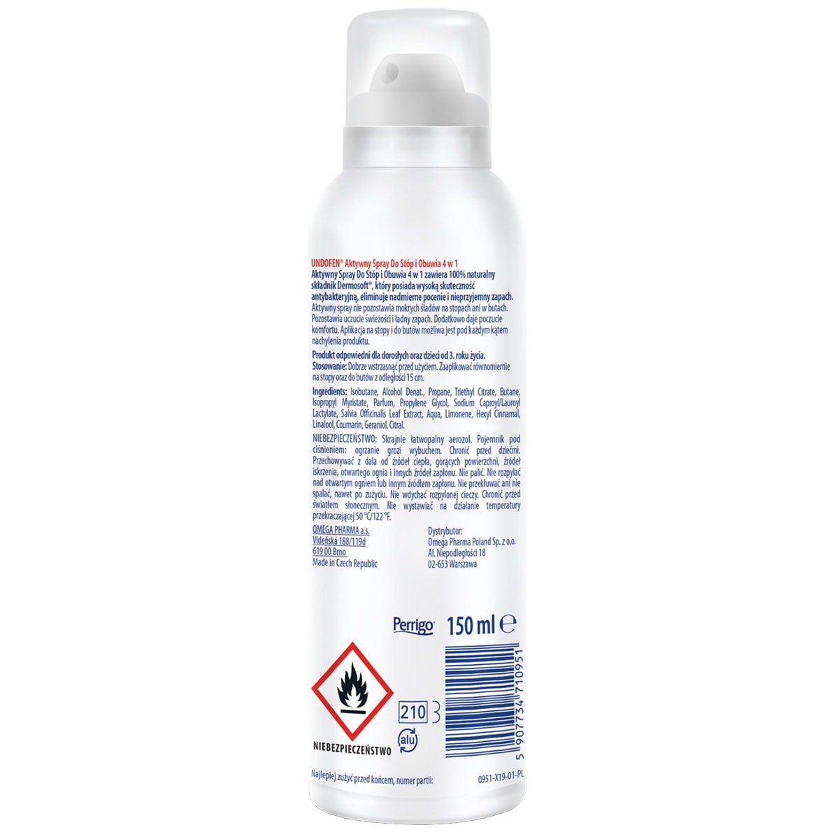 Spray pour pieds et chaussures 4 in 1 150 ml Undofen 