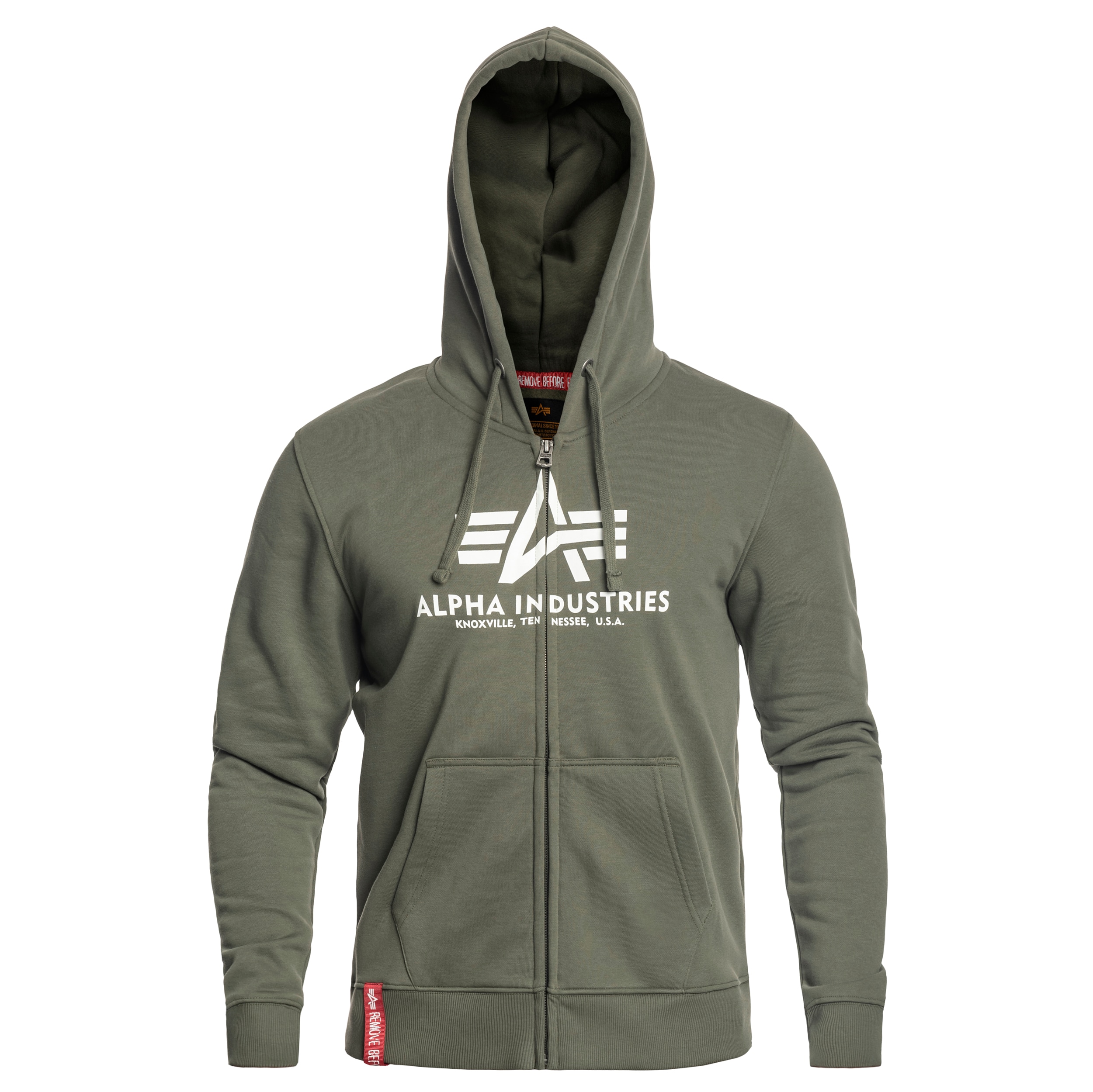 Sweatshirt Basic Zip Hoody Alpha Industries - Dark Olive