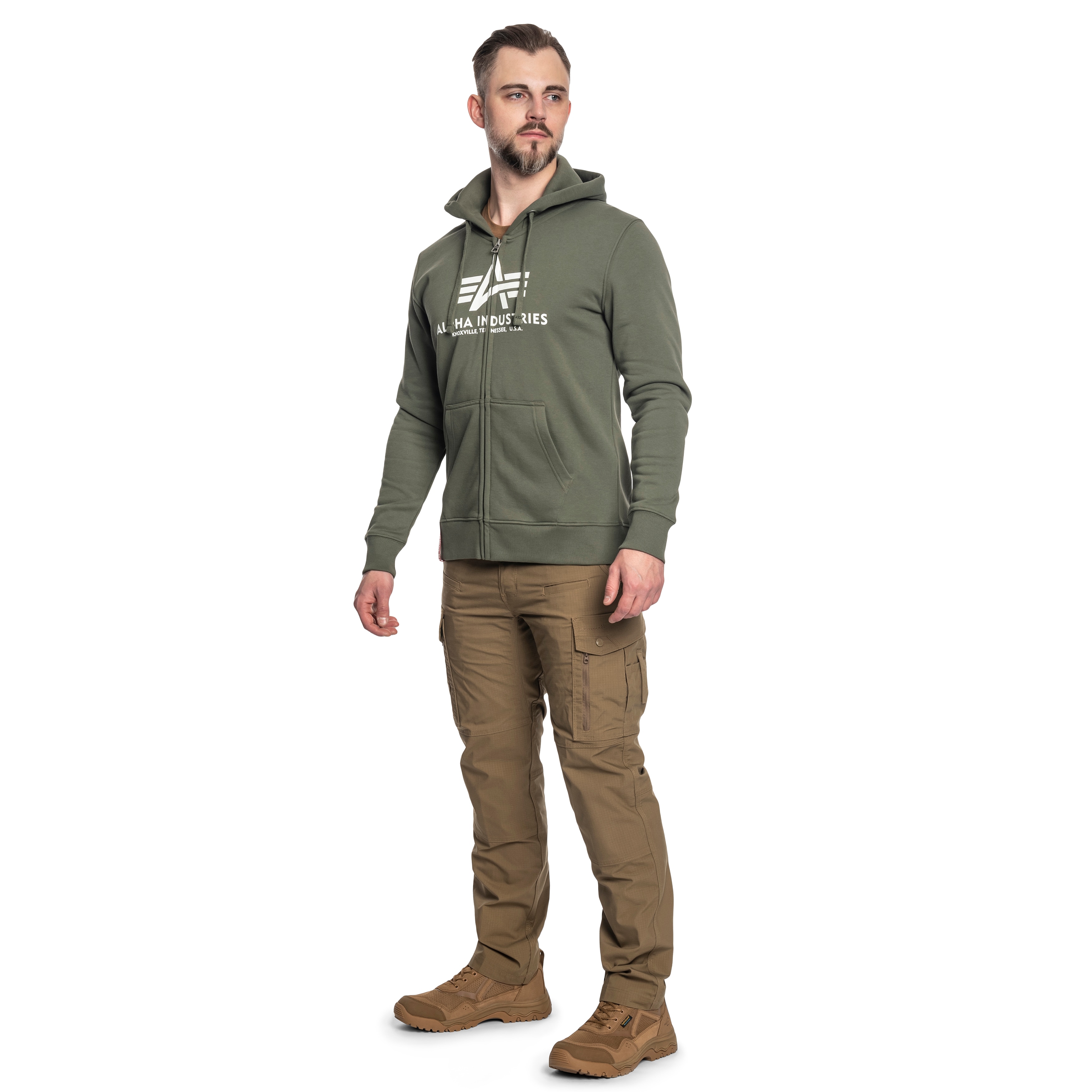 Sweatshirt Basic Zip Hoody Alpha Industries - Dark Olive