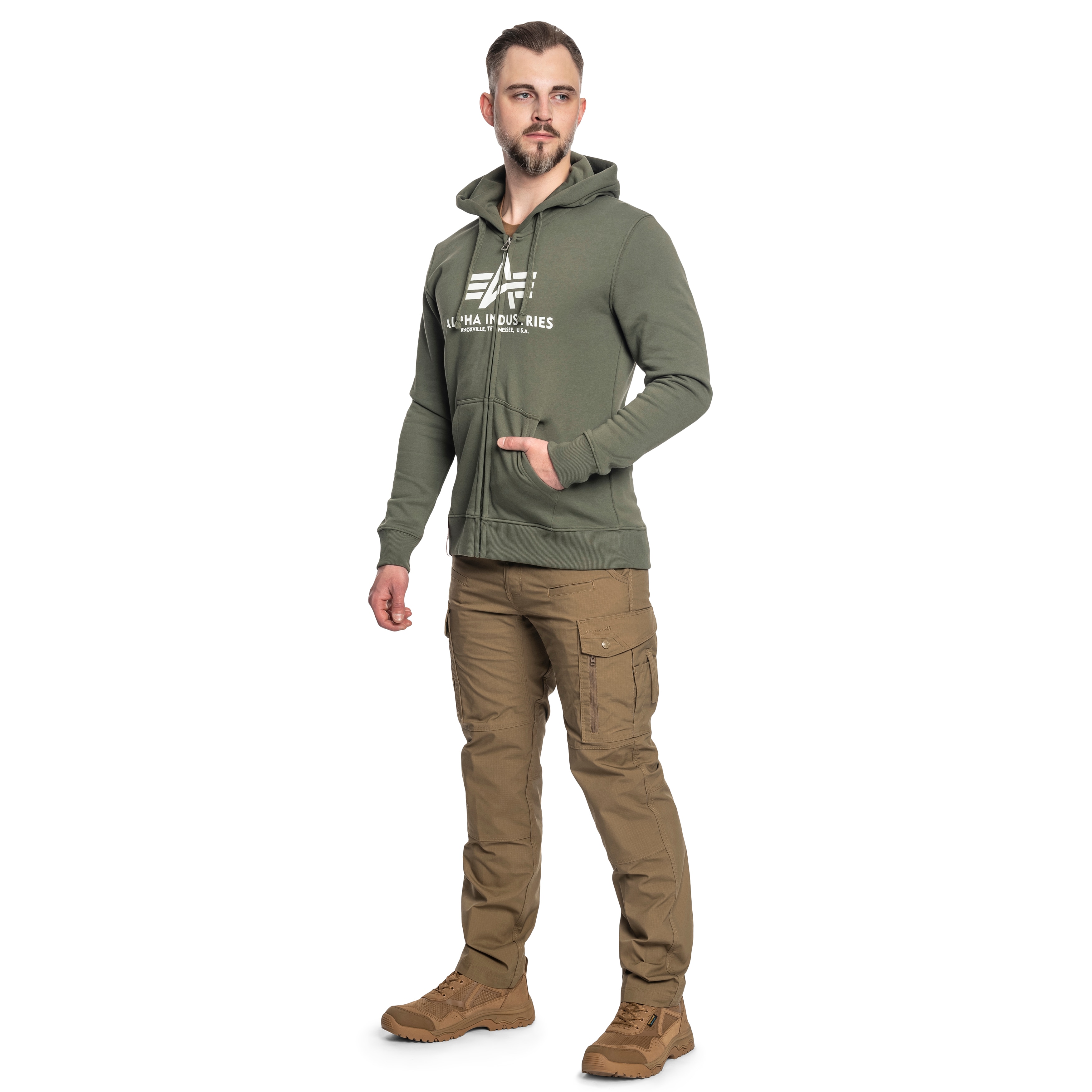 Sweatshirt Basic Zip Hoody Alpha Industries - Dark Olive