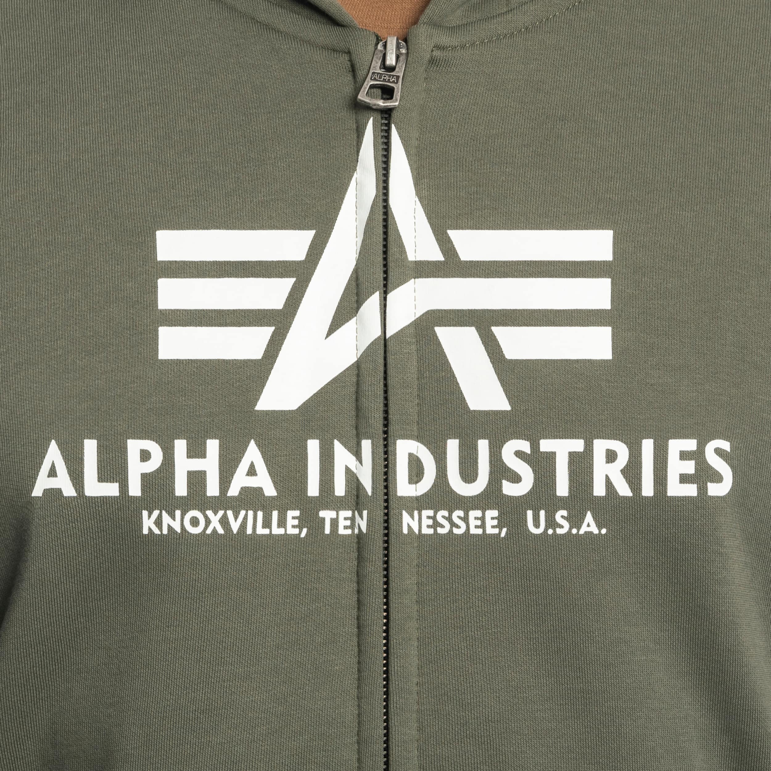 Sweatshirt Basic Zip Hoody Alpha Industries - Dark Olive