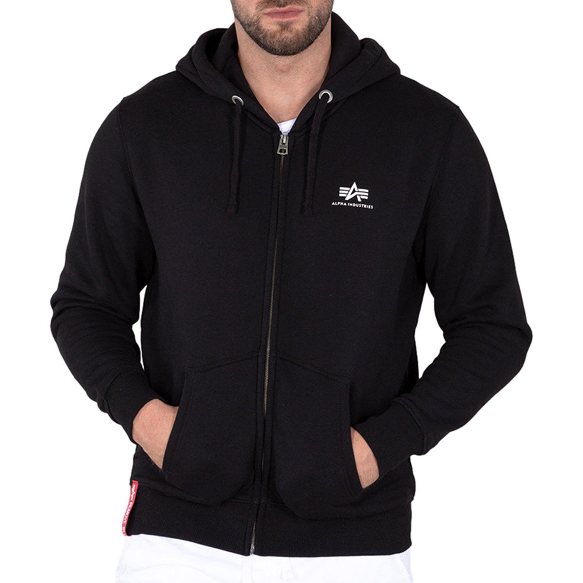 Sweat à capuche zippé Basic Zip Hoody Small Logo Alpha Industries - Black