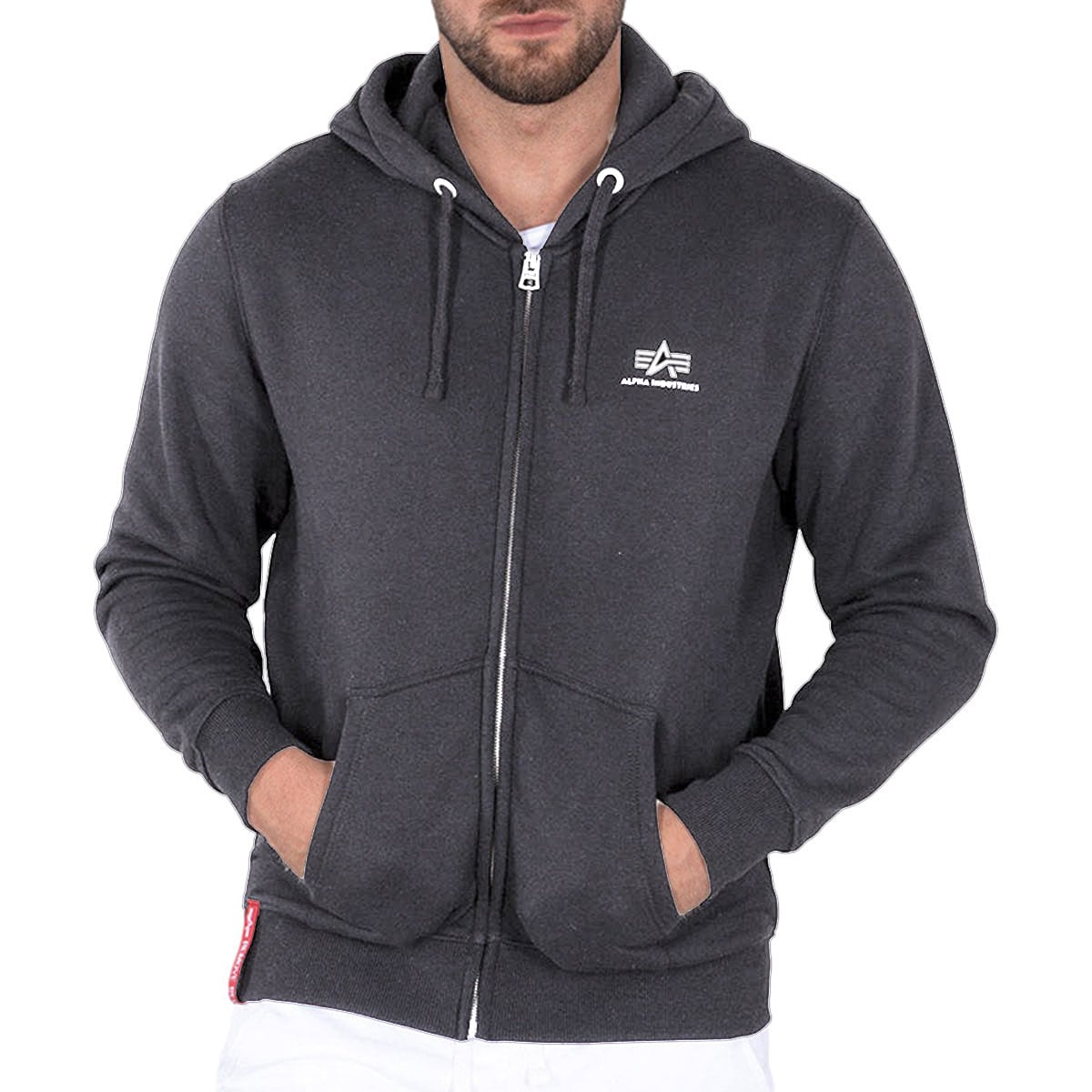 Sweatshirt Basic Zip Hoody Small Logo Alpha Industries - Vintage Grey