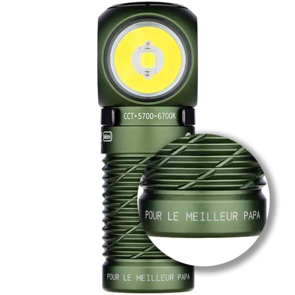 Lampe frontale et angle Perun 2 Mini Neutral White   avec bandeau 1100 lumens Olight - OD Green 