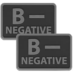 Ecusson groupe sanguin B/Rh PVC 2 pcs. - Black