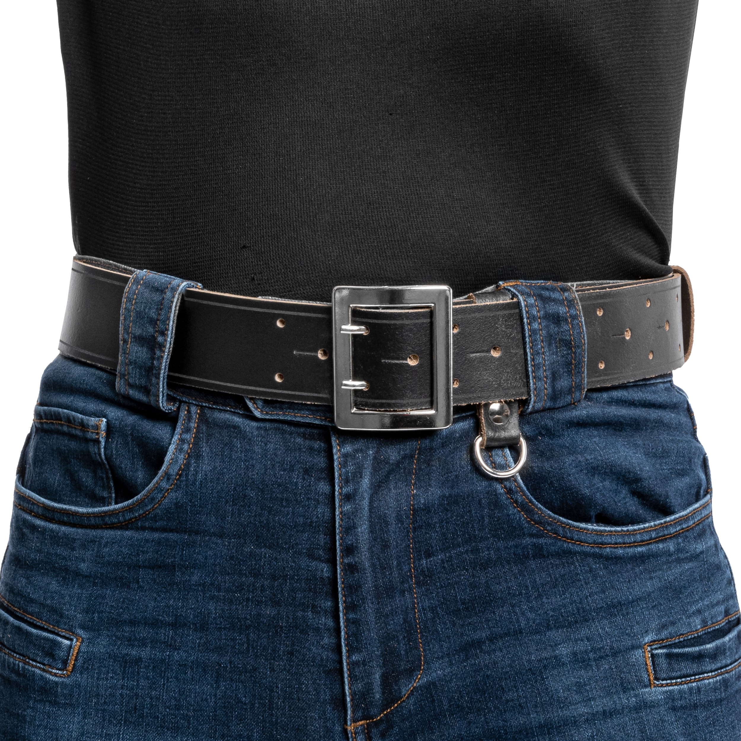 Ceinture d'officier en cuir lisse Miran - Black