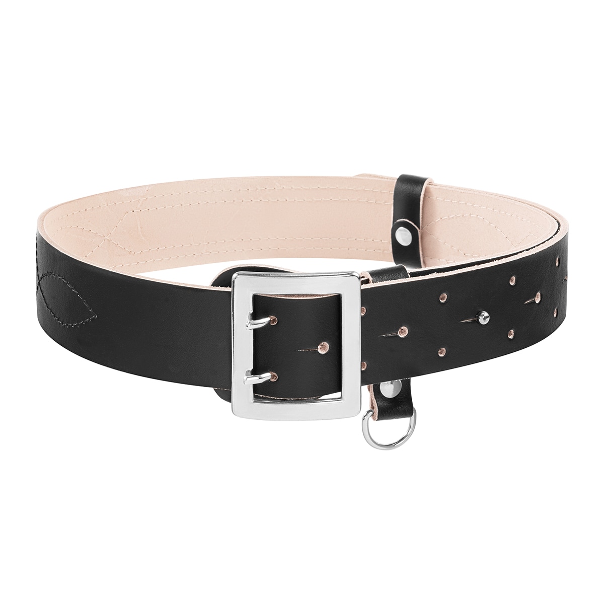 Ceinture d'officier en cuir lisse surpiqué Miran - Black